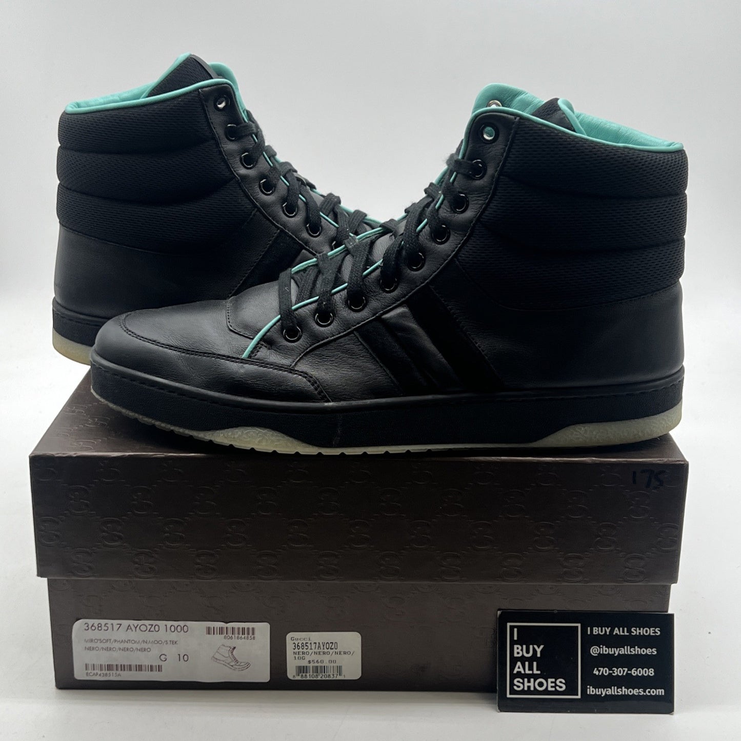 Size 10G - Gucci High-Top Leather (368517-AYOZ0-1000)