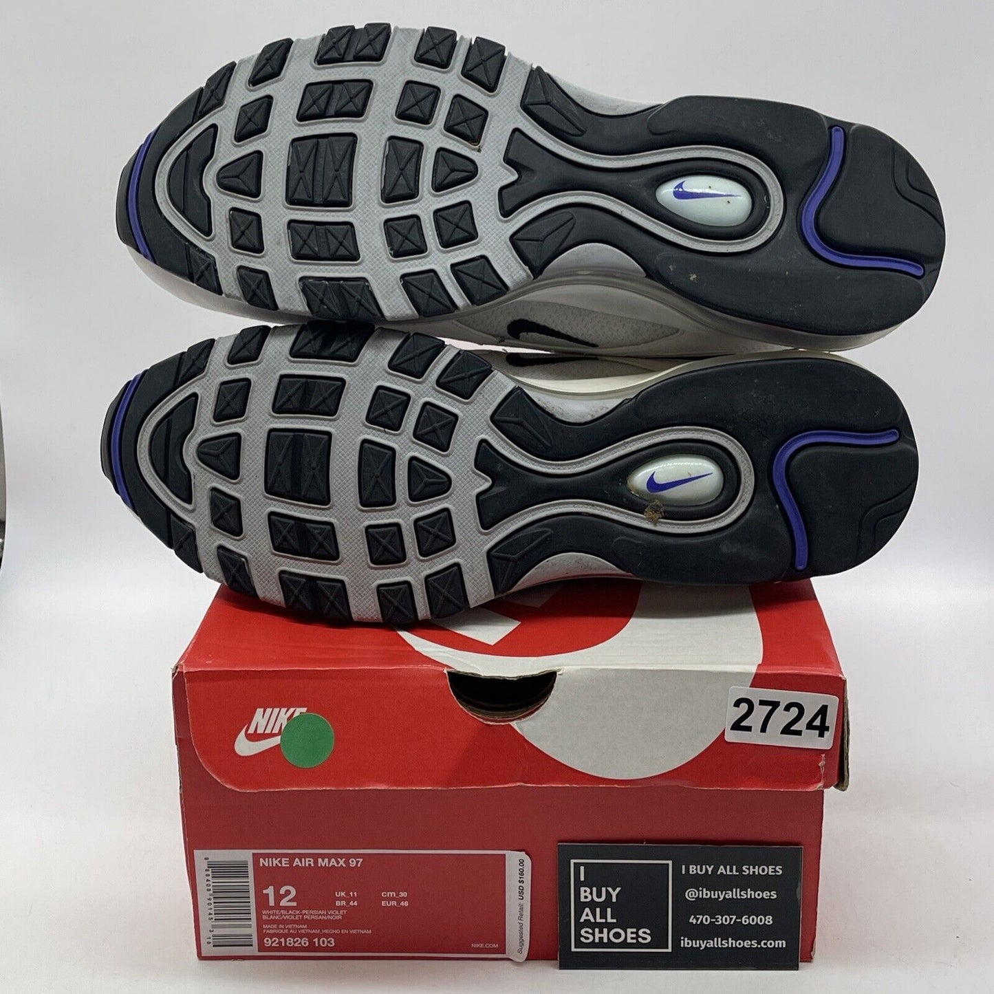 Size 12 - Nike Air Max 97 Persian Violet Black White Purple Suede (921826-103)