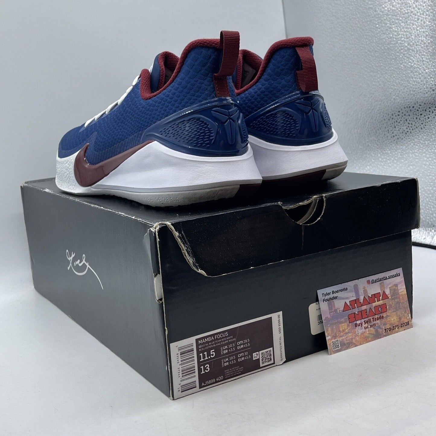 Size 11.5 - Nike Mamba Focus Coastal Blue Red White Suede Leather (AJ5899-400)