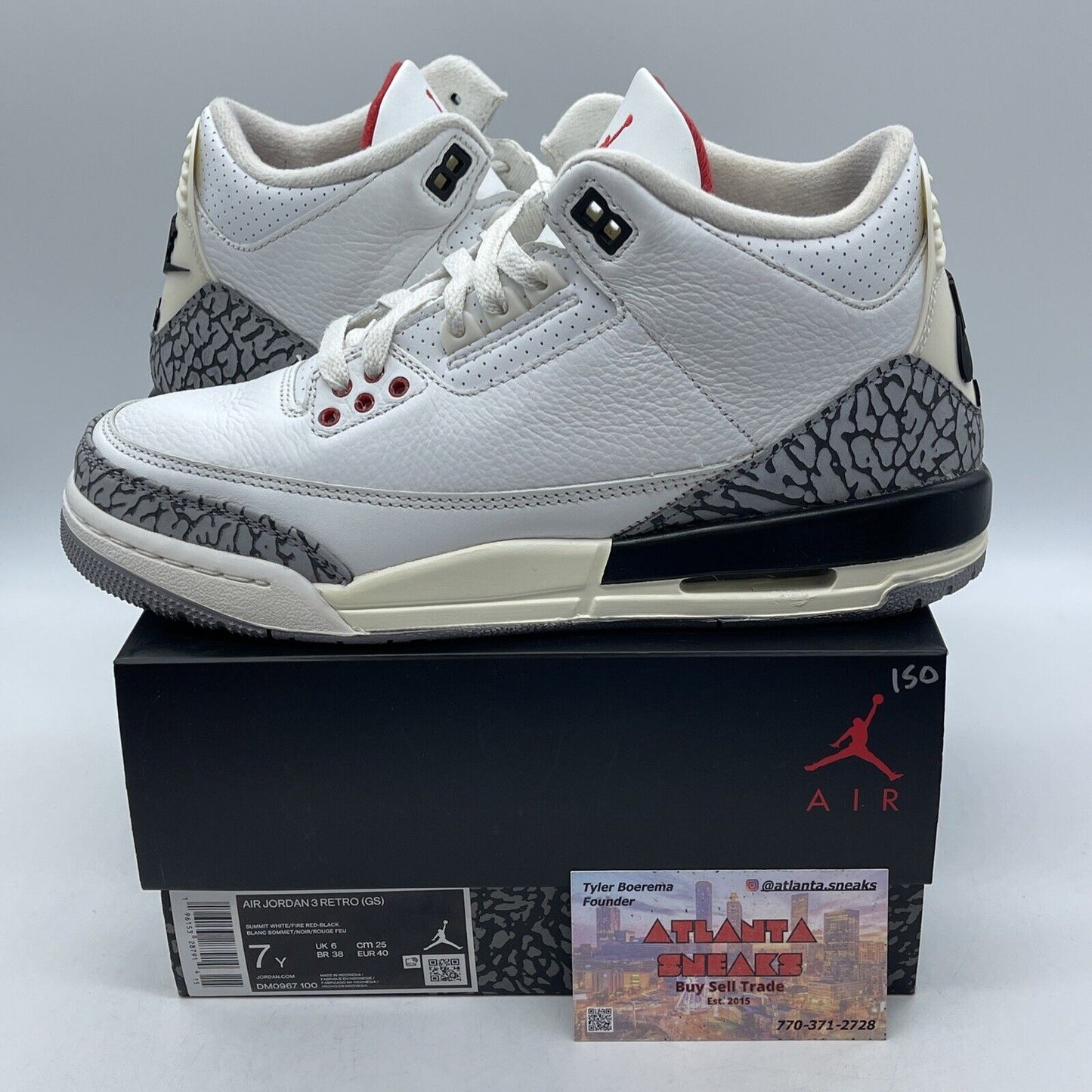 Size 7Y - Jordan 3 Retro Mid White Cement Reimagined Suede Leather (DM0967-100)