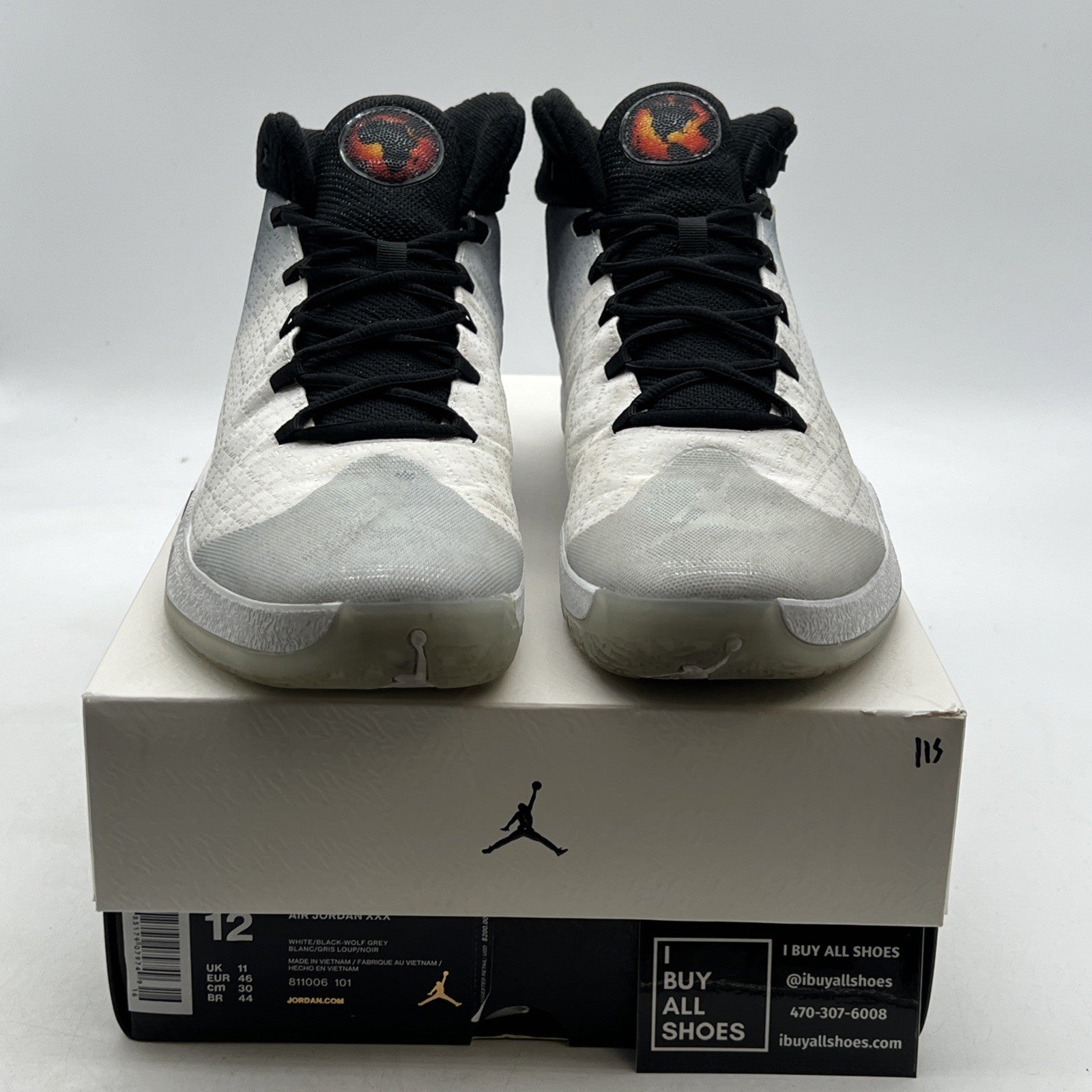 Size 12 - Air Jordan 30 White Wolf Grey (811006-101)