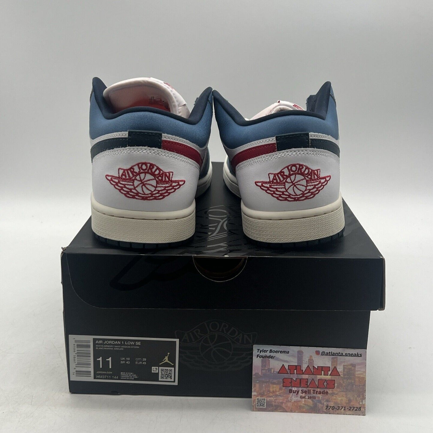 Size 11 - Nike Air Jordan 1 Low SE Shoes White Armory Navy (HM3711-144)