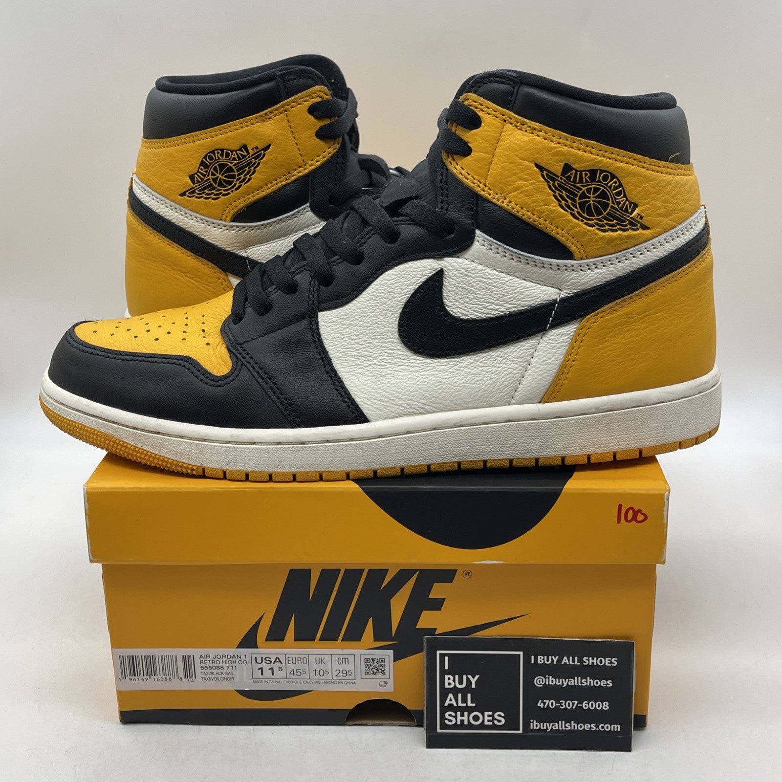 Size 11.5 - Air Jordan 1 Retro OG High Yellow Toe (555088-711)