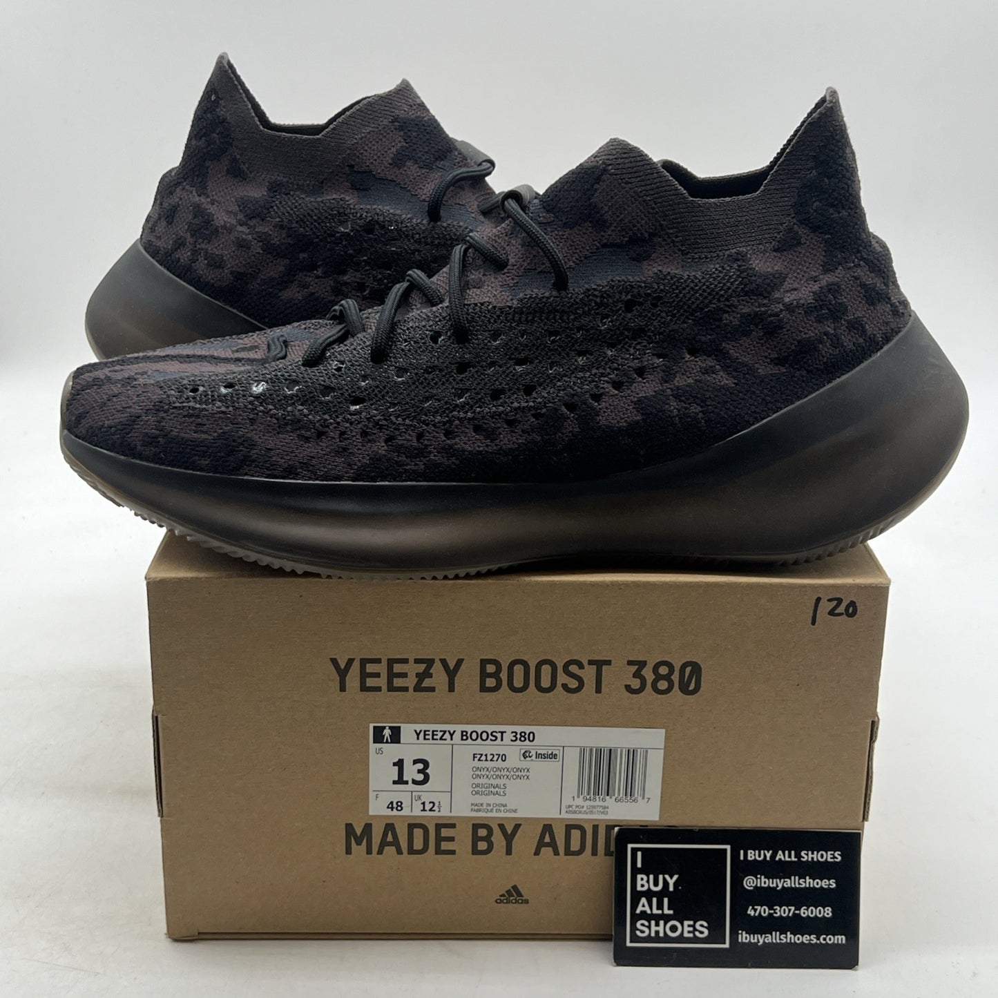 Size 13 - adidas Yeezy Boost 380 Onyx Non-Reflective (FZ1270)