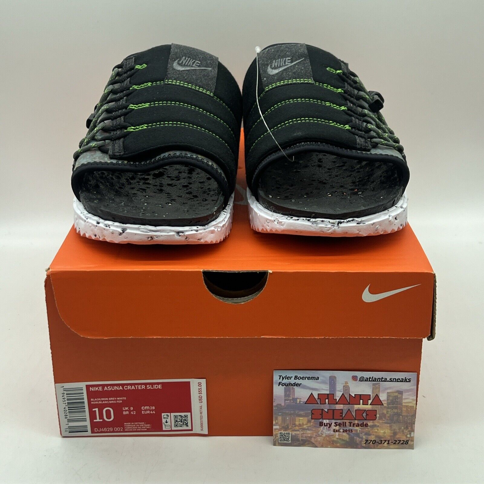 Nike Asuna Crater Slide SE Size 10 Black Grey White Unisex Sandal Slip DJ4629002