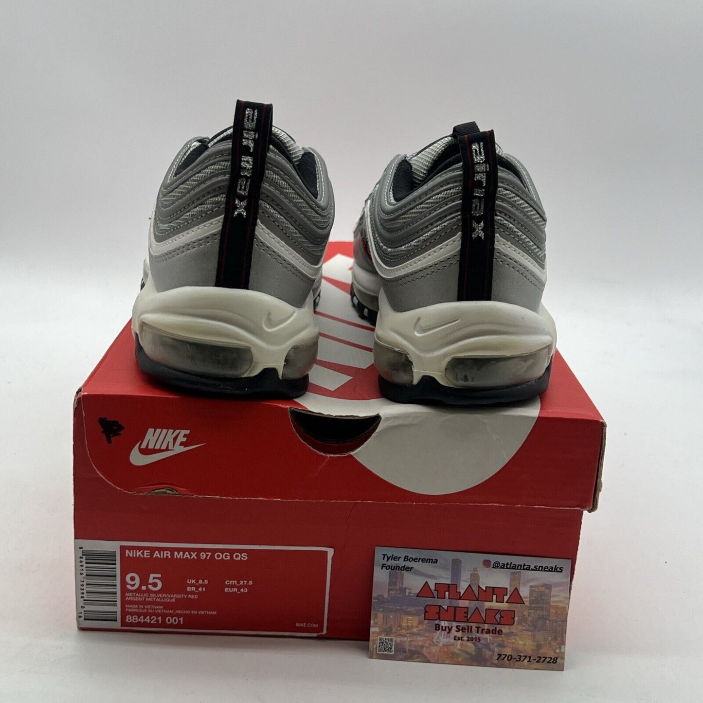 Size 9.5 - Nike Air Max 97 OG QS 2017 Silver Bullet (884421-001)