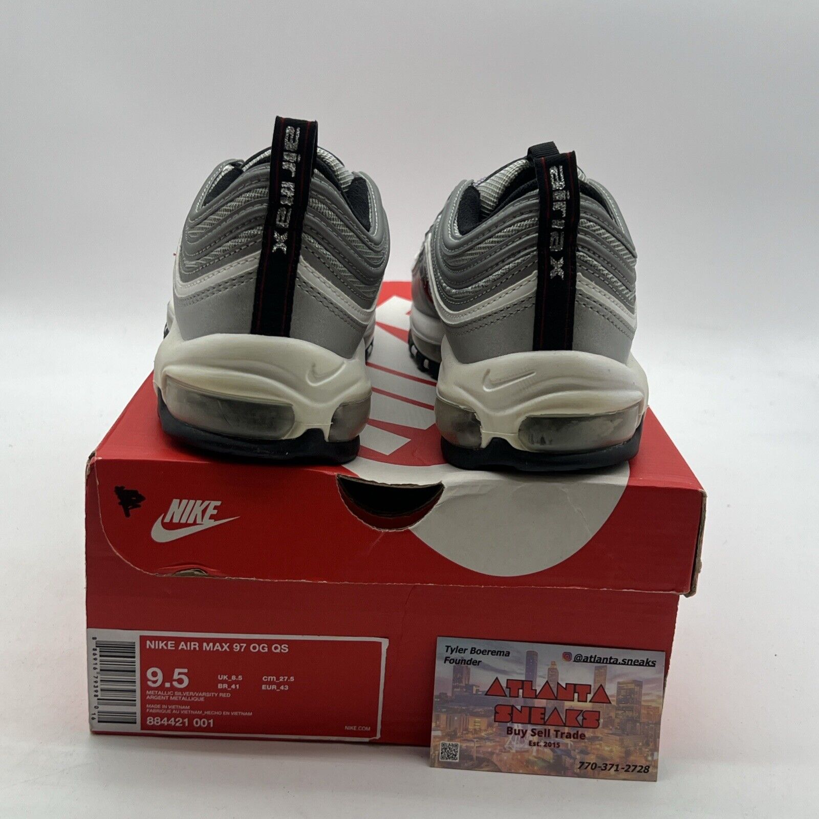 Size 9.5 - Nike Air Max 97 OG QS 2017 Silver Bullet (884421-001)