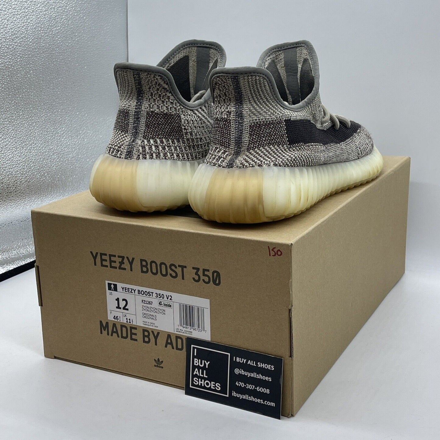 Size 12 - adidas Yeezy Boost 350 V2 Low Zyon White Black Suede (FZ1267)