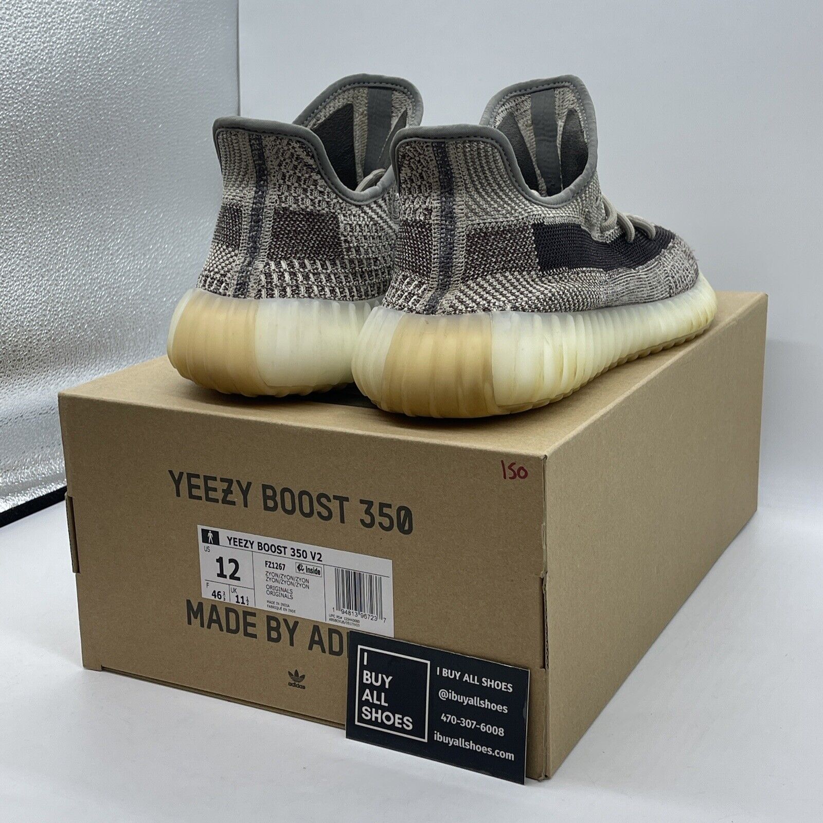 Size 12 - adidas Yeezy Boost 350 V2 Low Zyon White Black Suede (FZ1267)