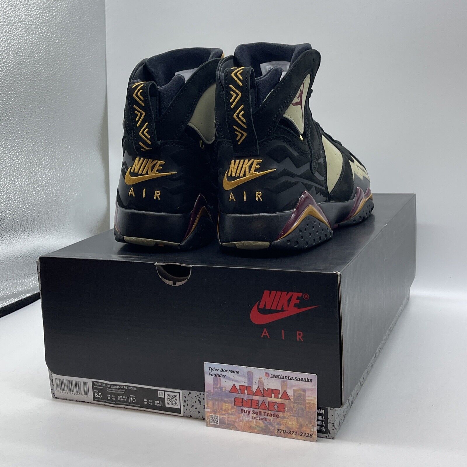 Size 8.5 - Jordan 7 Retro Black Olive Yellow Suede (DN9782-001)