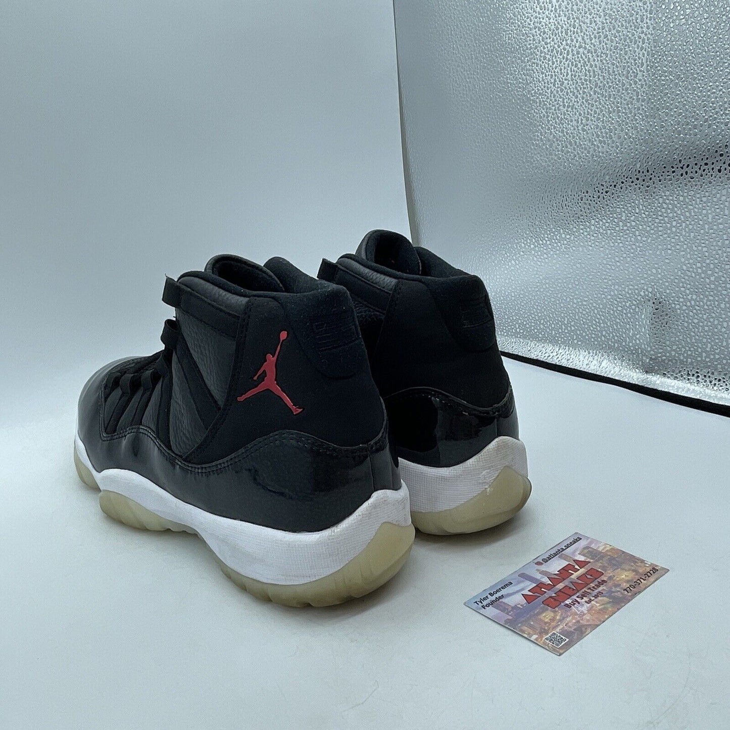 Size 9.5 - Jordan 11 Retro 72-10 2015 Black White Red Leather (378037-002)