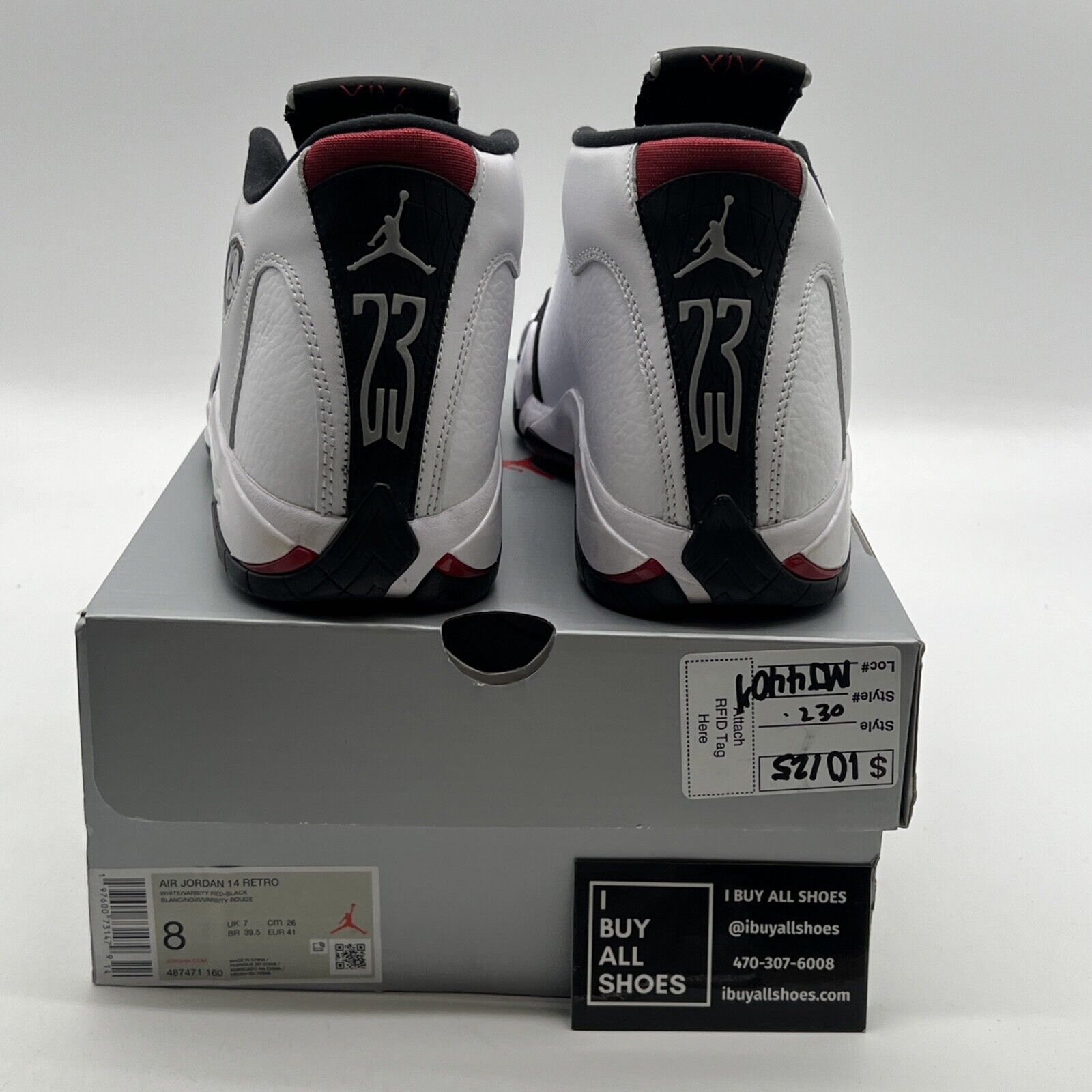 Size 8 - Air Jordan 14 Retro 2024 Black Toe (487471-160)