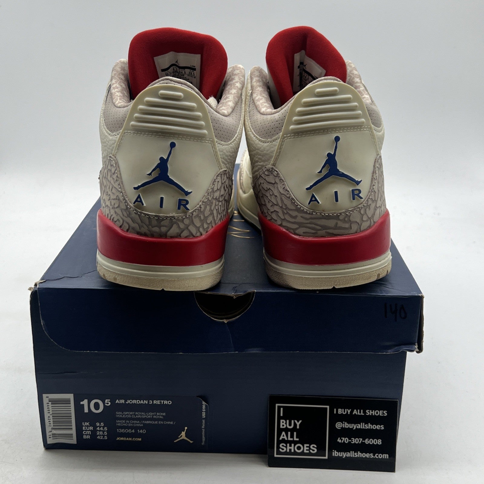Size 10.5 - Air Jordan 3 Retro International Flight (136064-140)