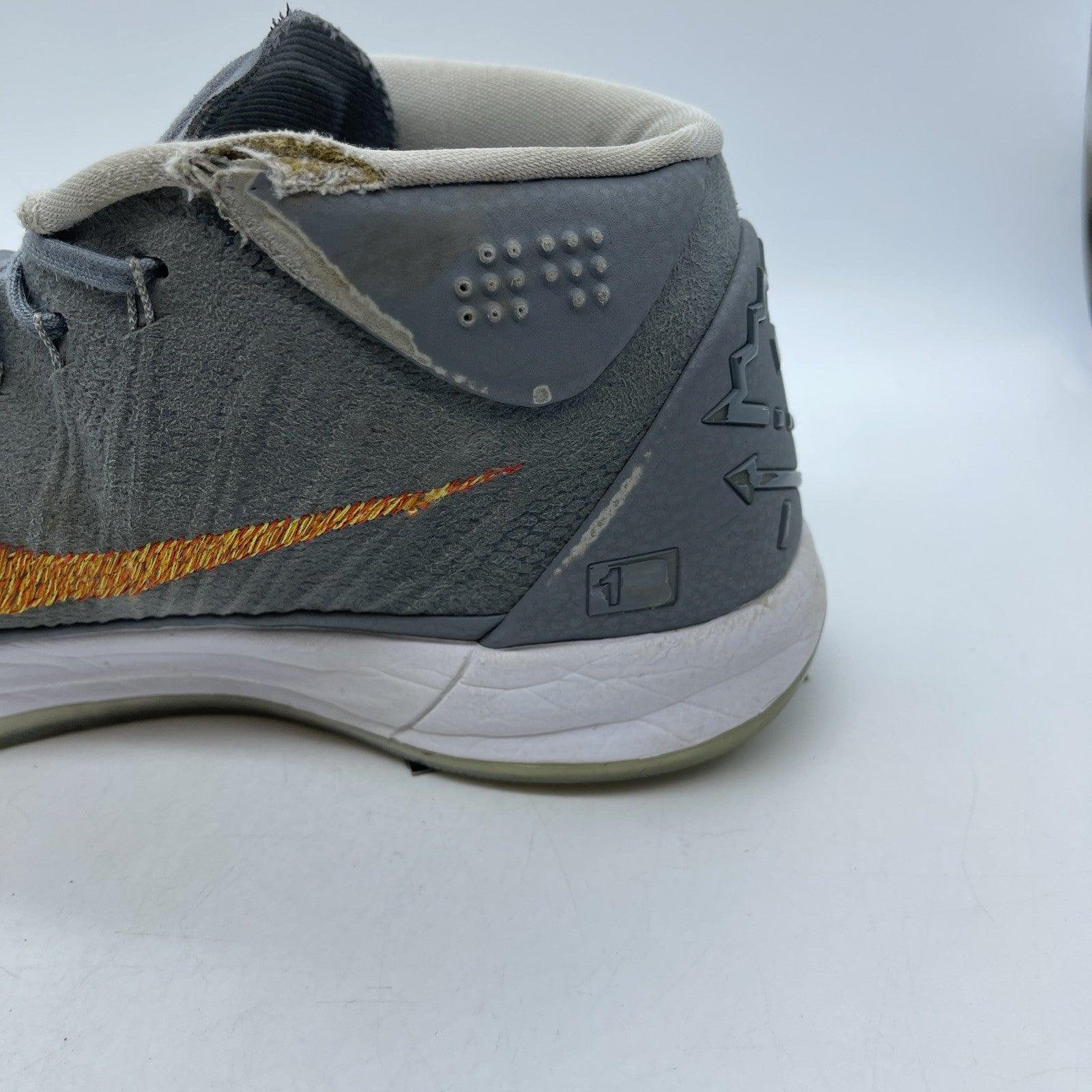 Size 11.5 - Nike Kobe A.D. Grey Snakeskin Red Orange Suede (922482-005)