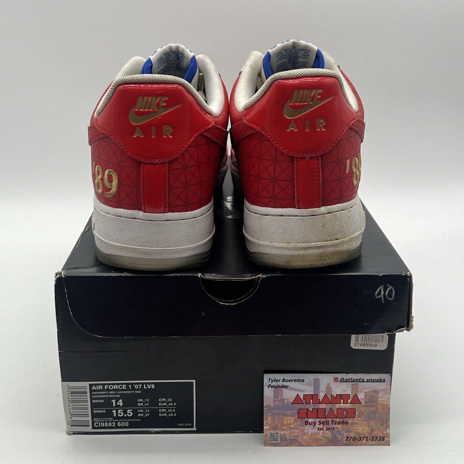 Size 14 - Nike Air Force 1 Low 1989 NBA Finals White Red Blue (CI9882-600)