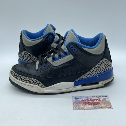 Size 9.5 - Air Jordan 3 Retro Sport Blue Black Leather Grey Suede (136064-007)