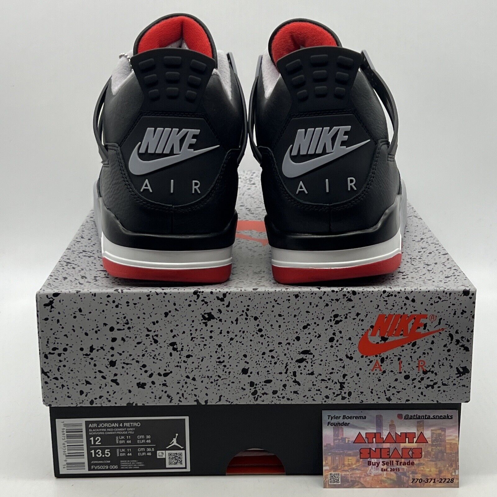 Size 12 - Air Jordan 4 Retro Bred Reimagined Black White Grey Leather FV5029-006