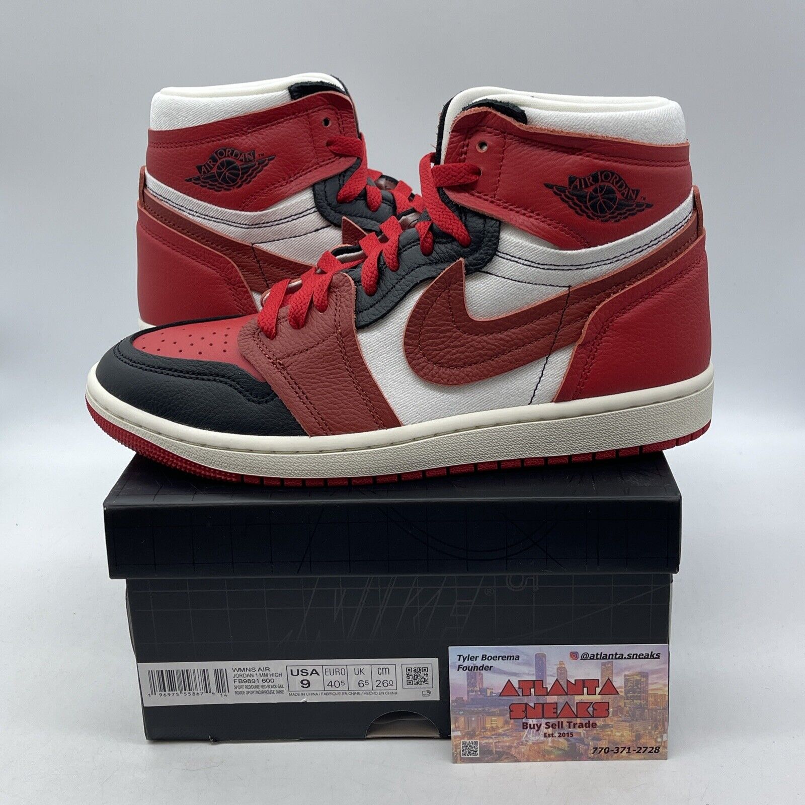 Size 9W - Air Jordan 1 Method of Make High Sport Red Black Leather (FB9891-600)