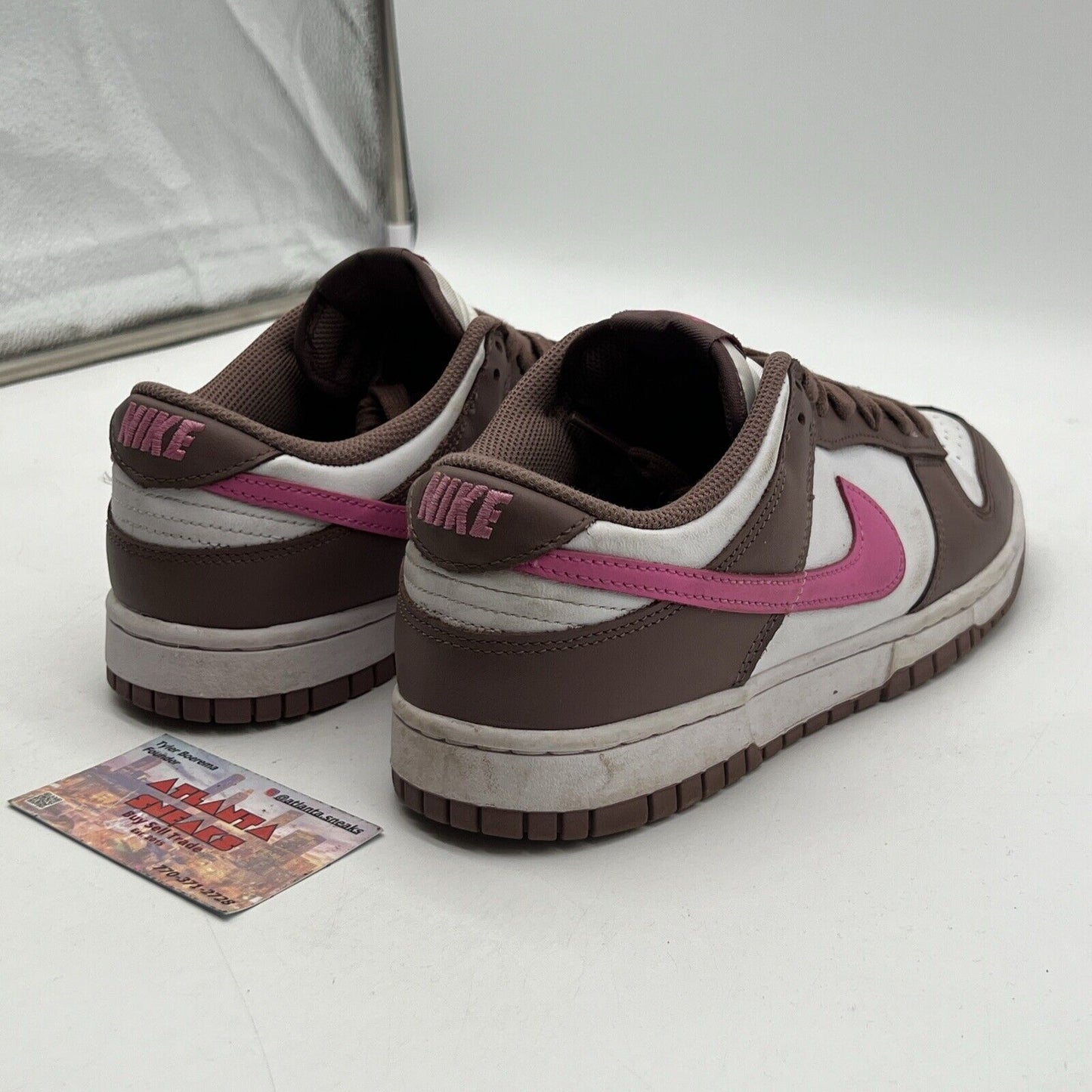 Size 9.5W - Nike Dunk Low Smokey Mauve Playful Pink White Leather (FZ3611-208)