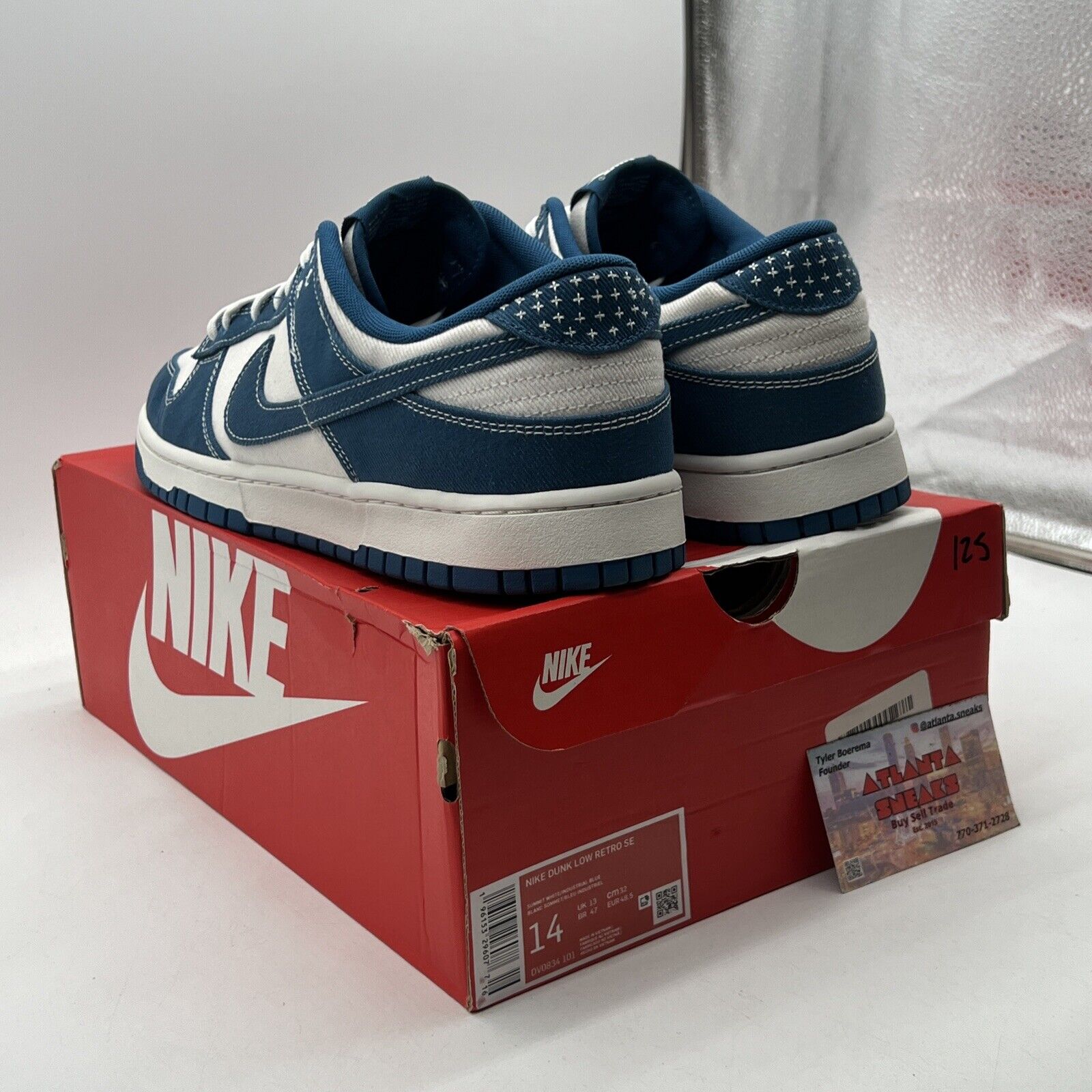 Size 14 - Nike Dunk Low SE Sashiko - Industrial Blue White (DV0834-101)