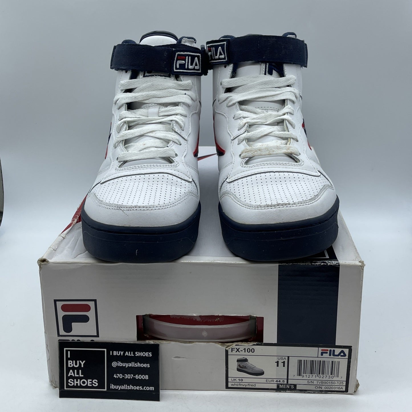Size 11 - Fila Mens Fx-100 Sneakers White/Navy/Red (1VB90150-125)