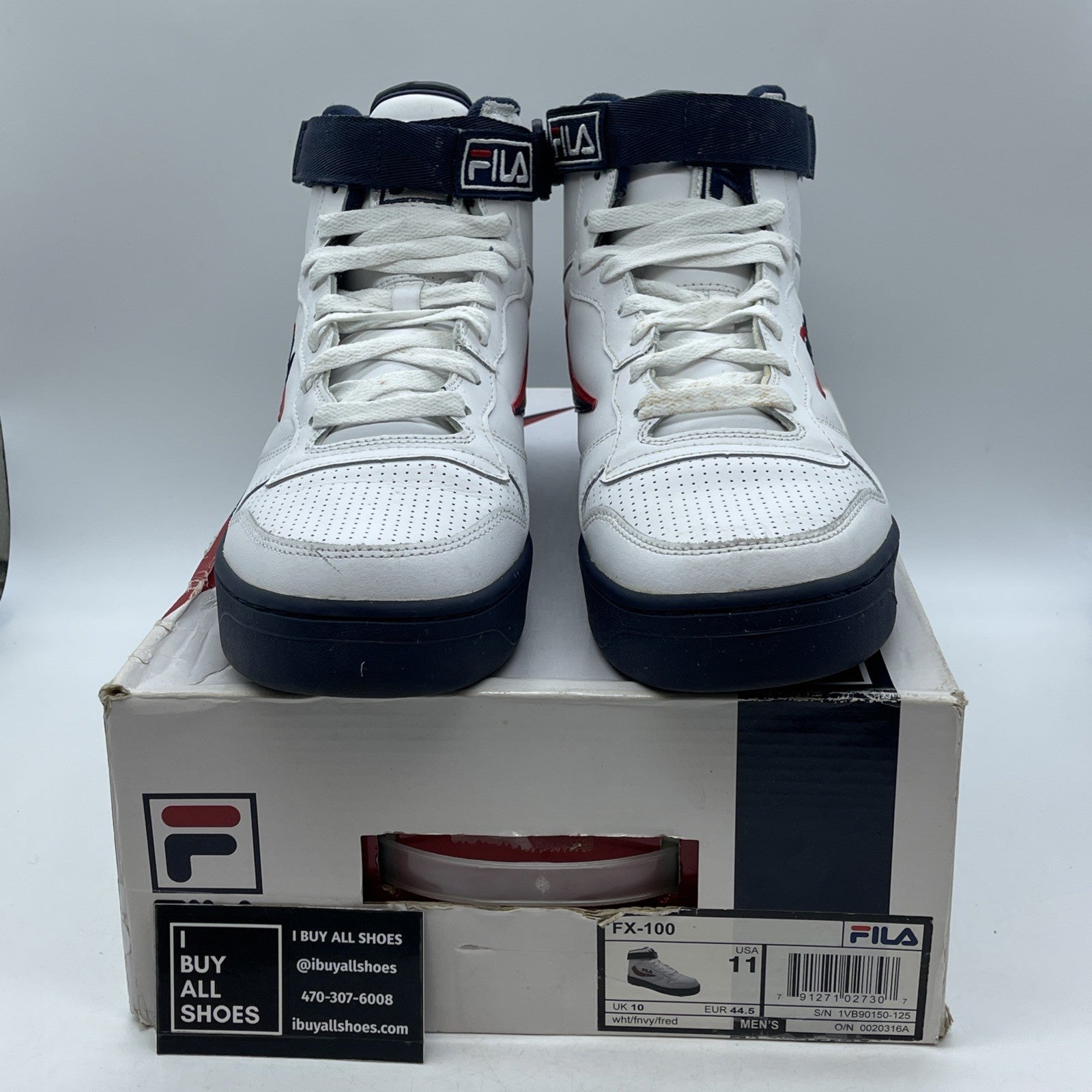 Size 11 - Fila Mens Fx-100 Sneakers White/Navy/Red (1VB90150-125)