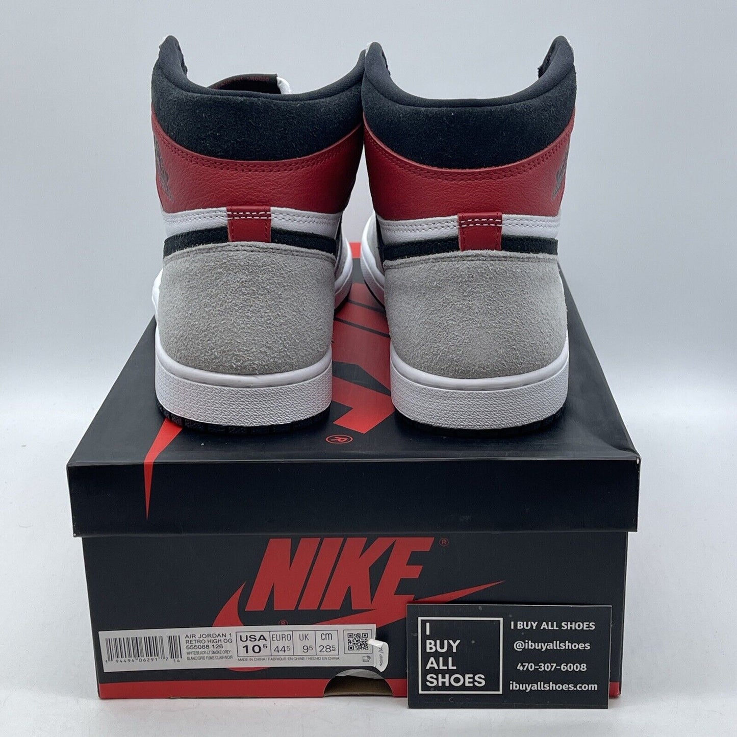 Size 10.5 - Jordan 1 Retro High OG Smoke Gray Black White Leather Suede