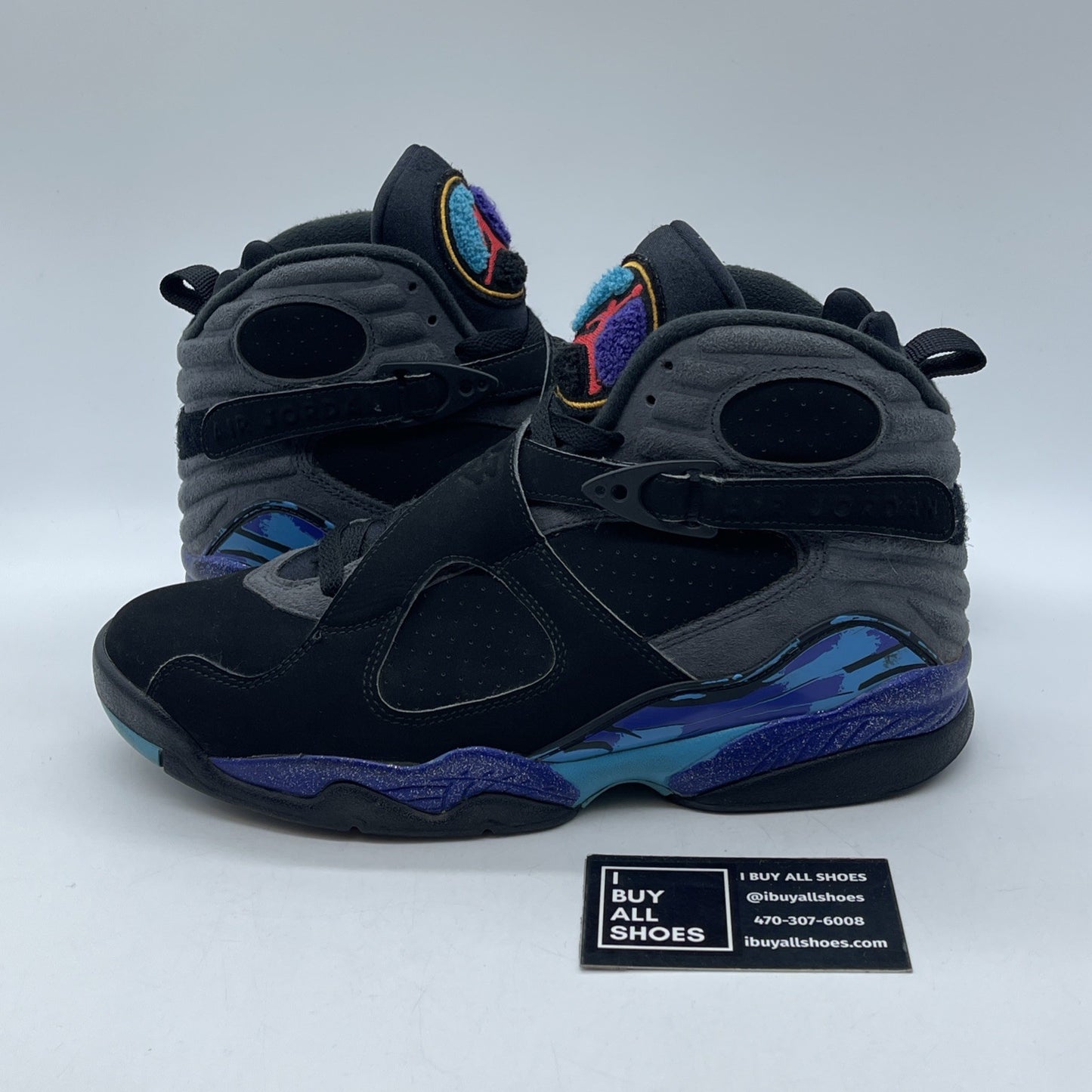 Size 8.5 - Air Jordan 8 Retro 2007 Aqua Black Purple Grey Suede (305381-025)
