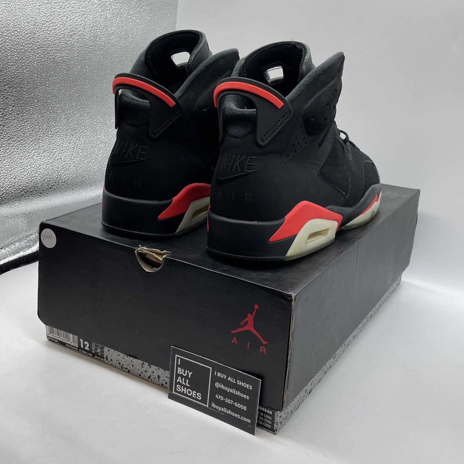 Size 12 - Jordan 6 Retro Mid Infrared Black Suede (384664-060)