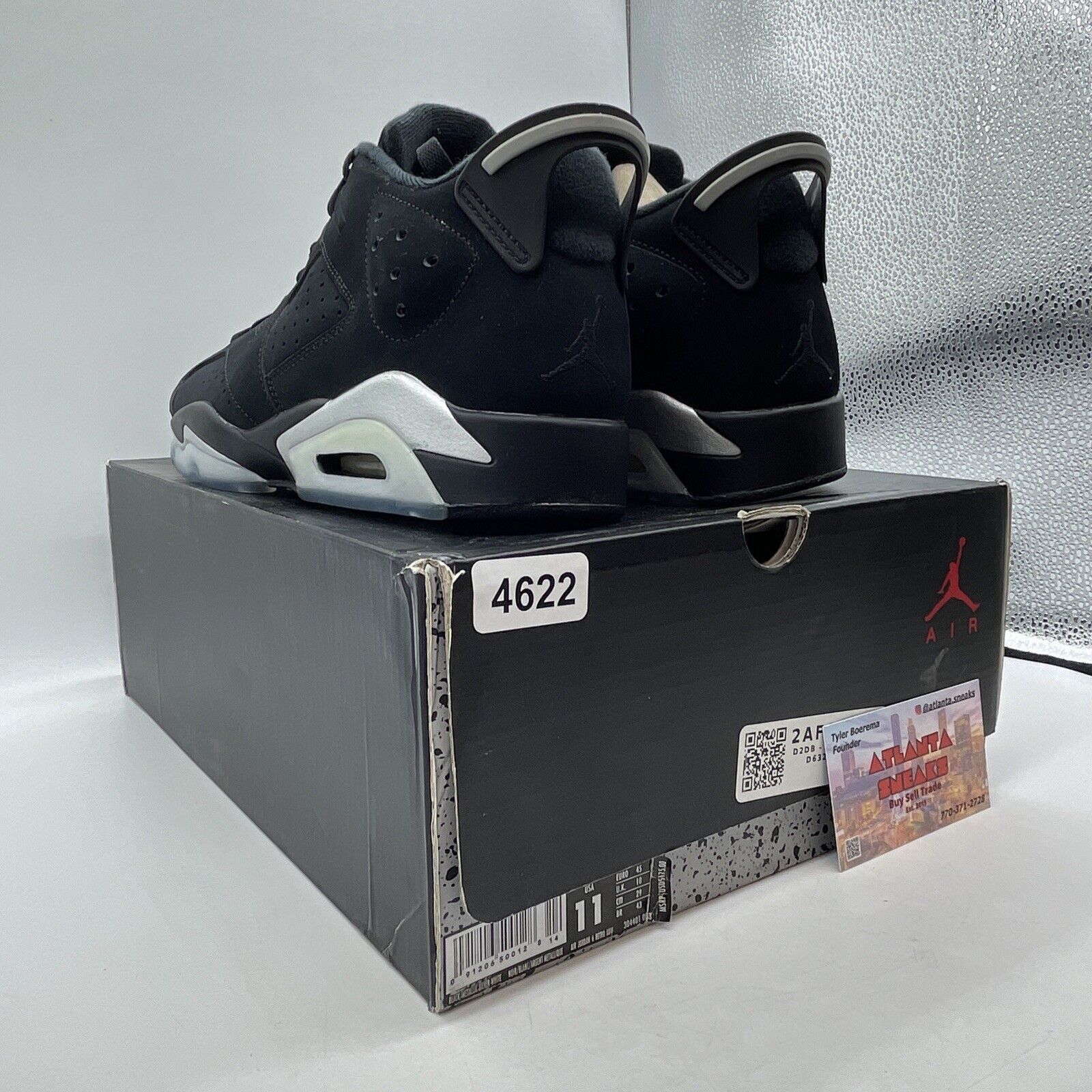 Size 11 - Air Jordan 6 Retro Low Chrome Black Silver Suede (304401-003)