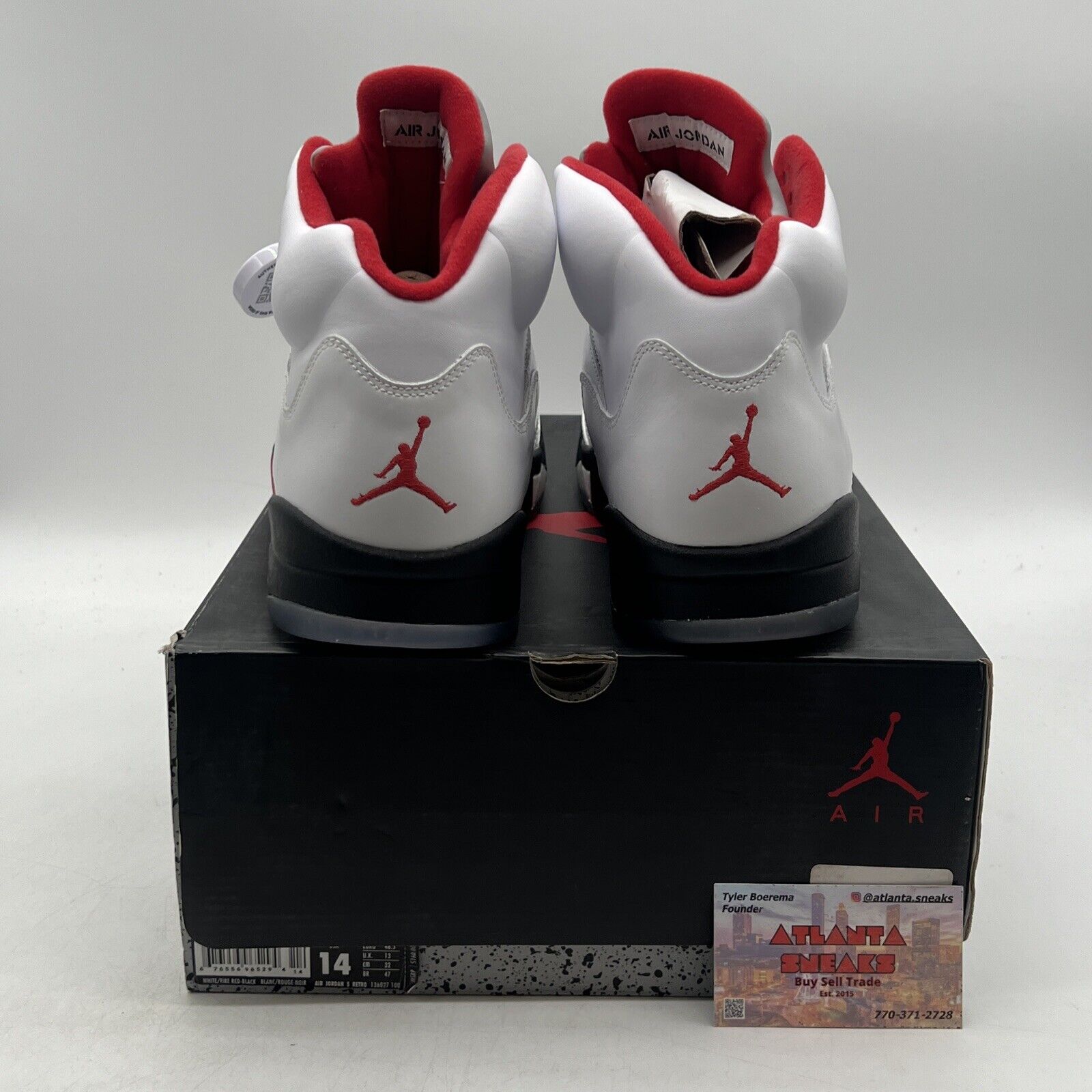 Size 14 - Air Jordan 5 Retro 2013 Fire Red Black White Leather (136027-100)