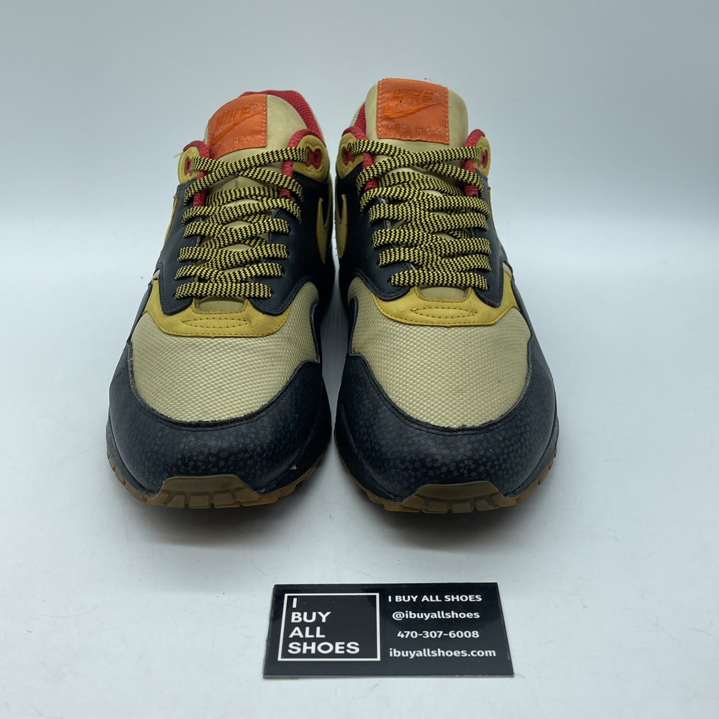 Size 10.5 - Nike Air Max 1 Supreme Tech Pack 2 Black Yellow Suede (321734-071)