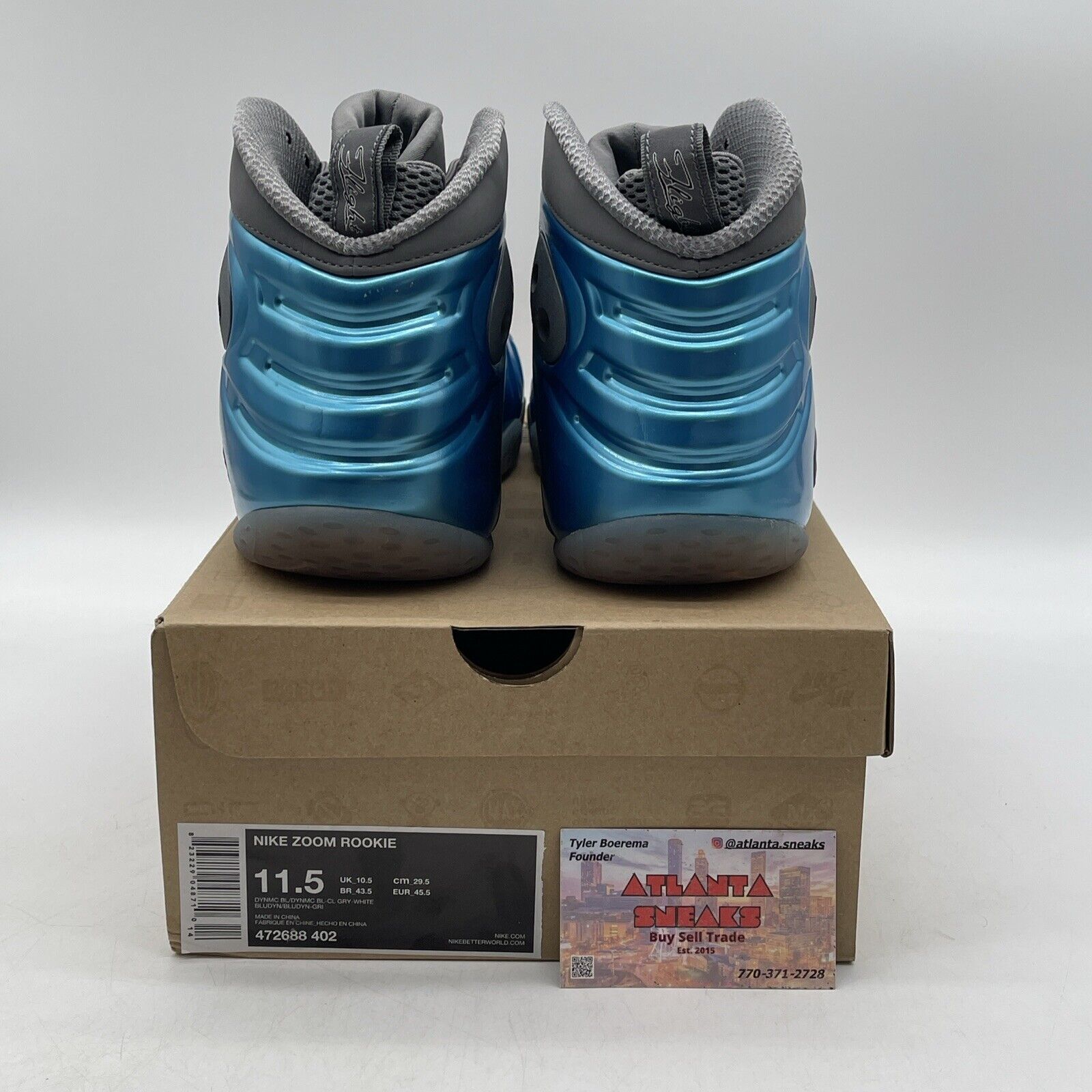 Size 11.5 - Nike Zoom Rookie Dynamic Blue Grey Black White (472688-402)