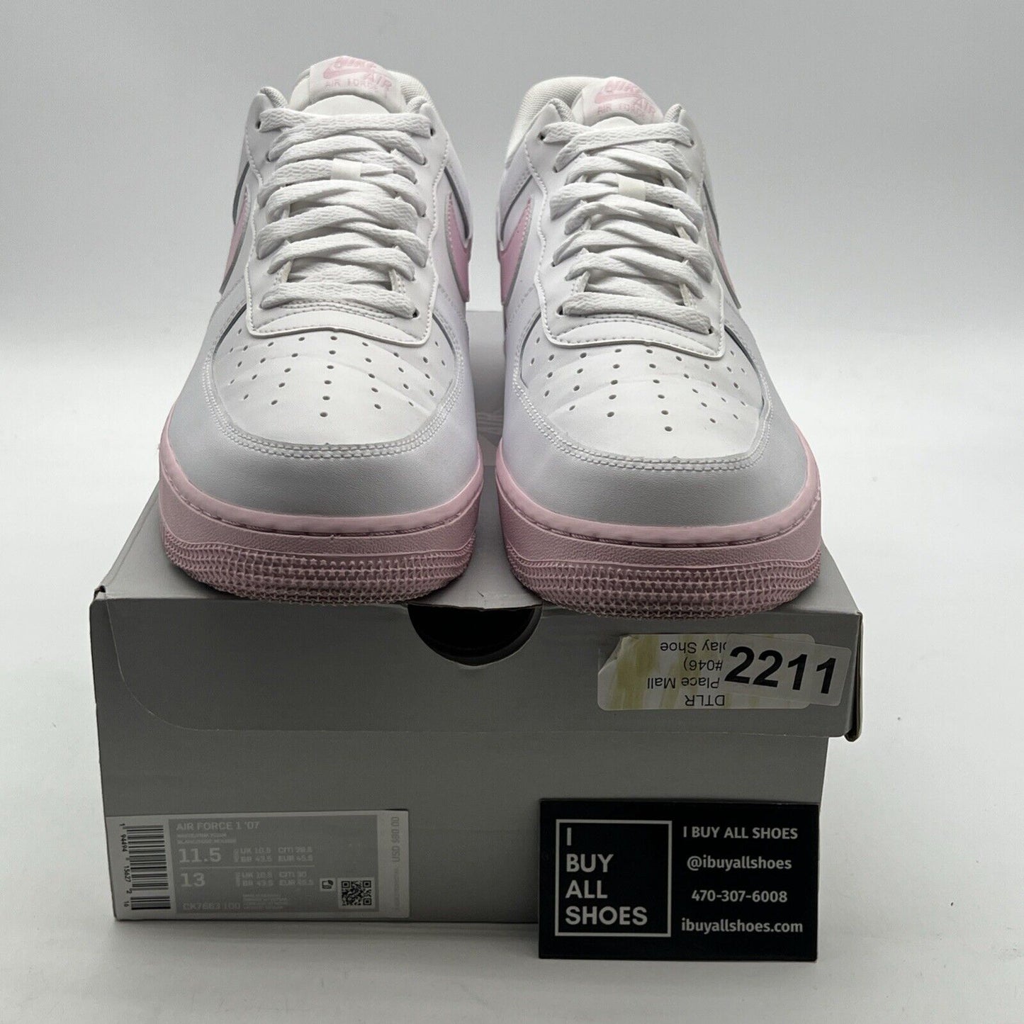 Size 11.5 - Nike Air Force 1 '07 Low White Pink Sole (CK7663-100)