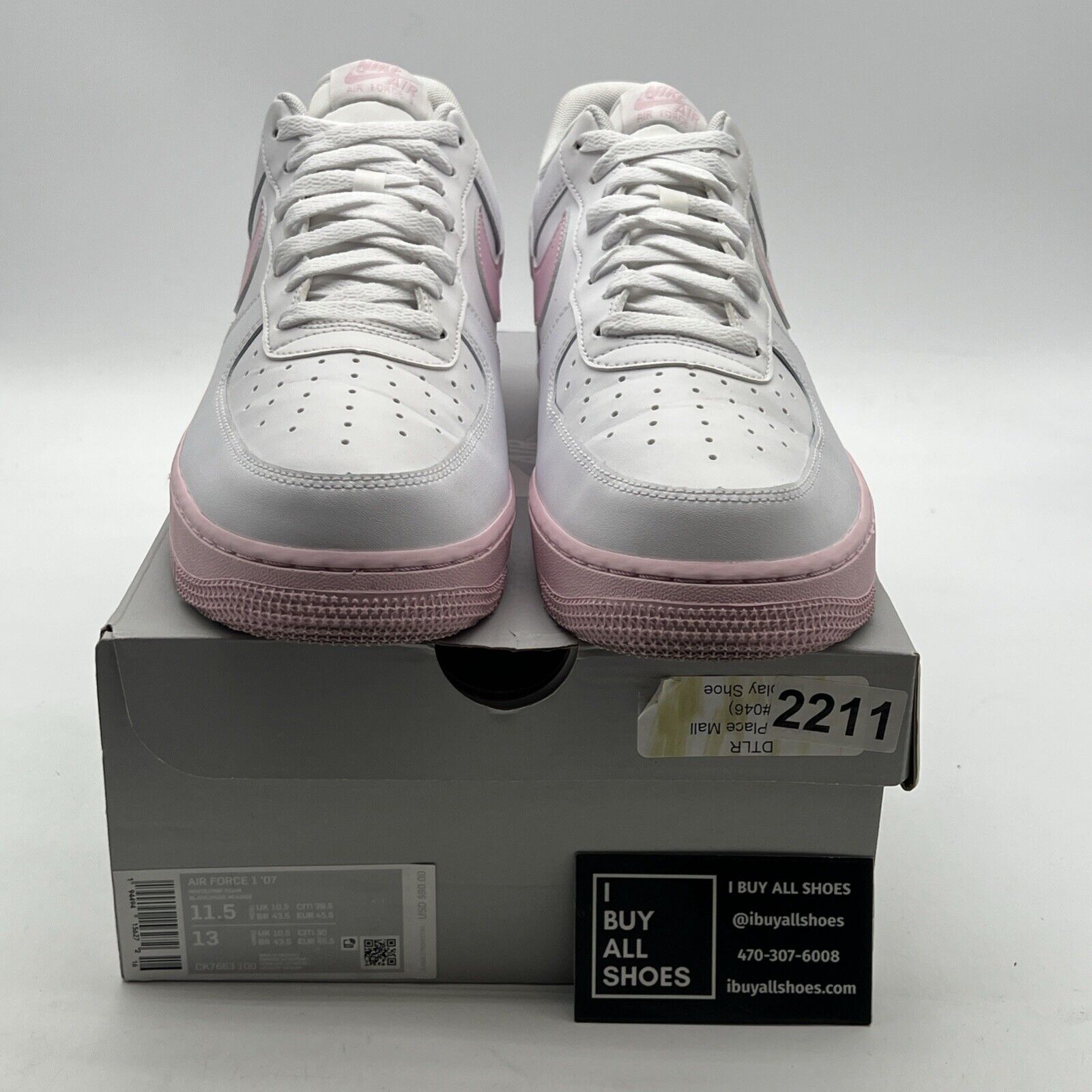 Size 11.5 - Nike Air Force 1 '07 Low White Pink Sole (CK7663-100)
