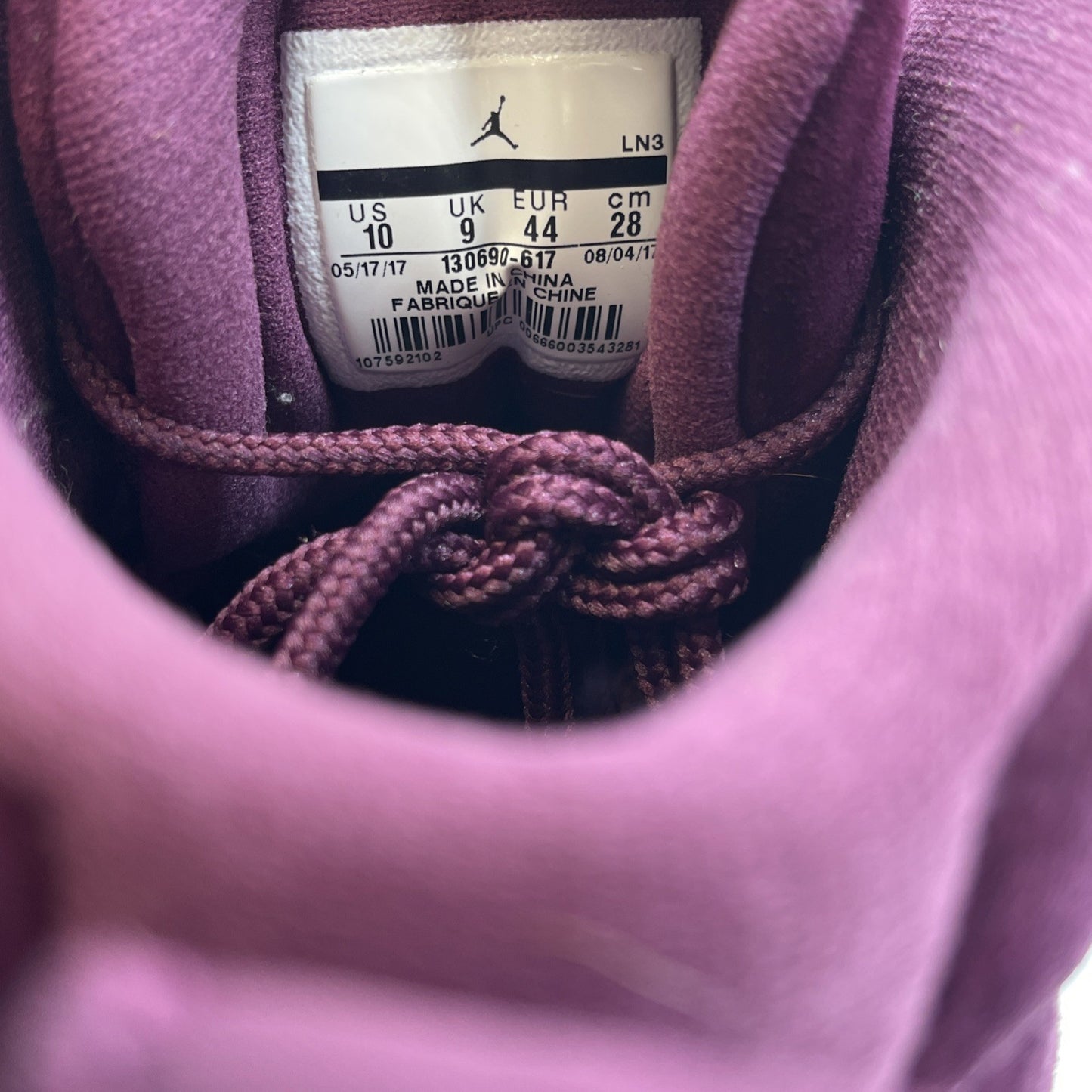 Size 10 - Air Jordan 12 Retro Bordeaux Purple Suede Leather (130690-617)
