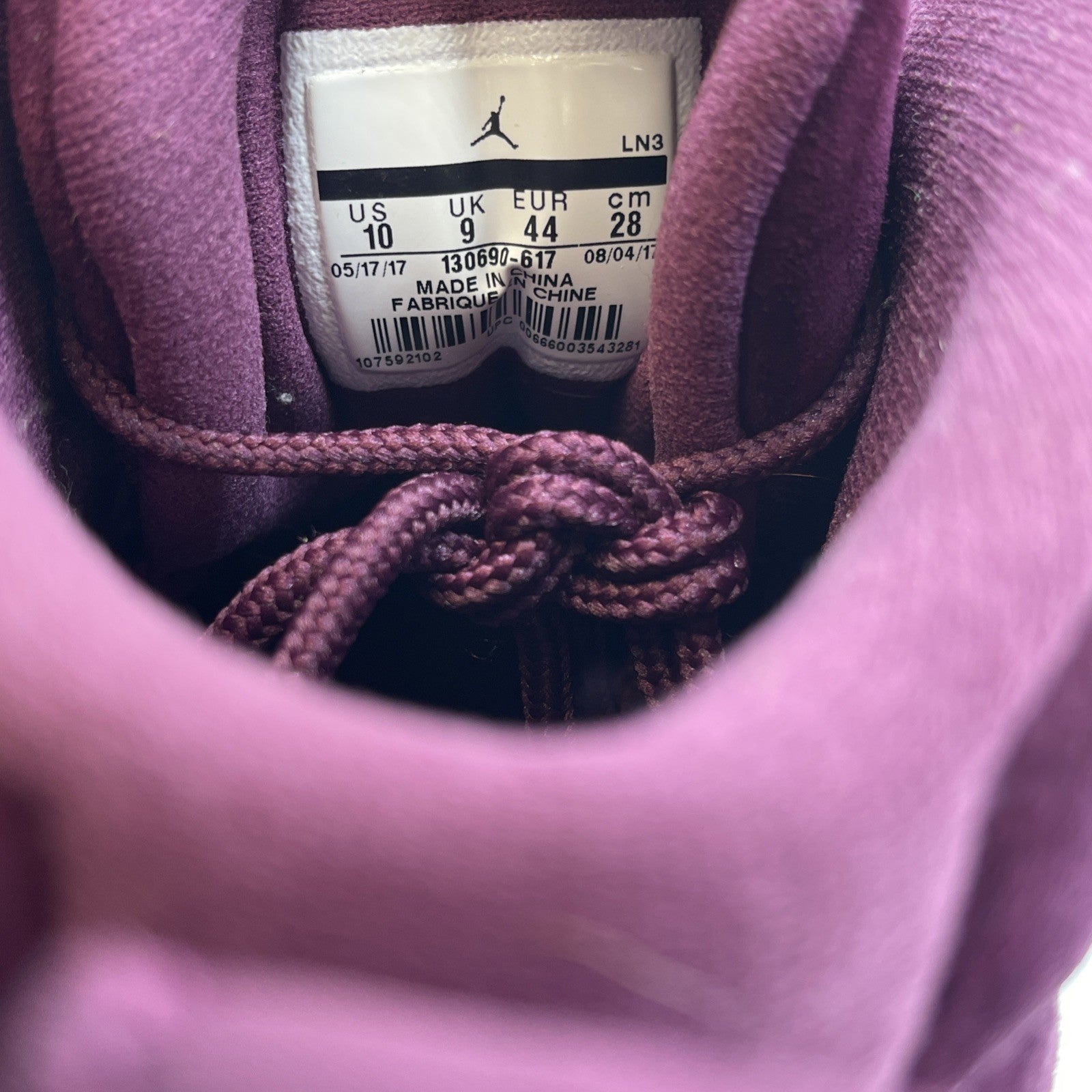 Size 10 - Air Jordan 12 Retro Bordeaux Purple Suede Leather (130690-617)