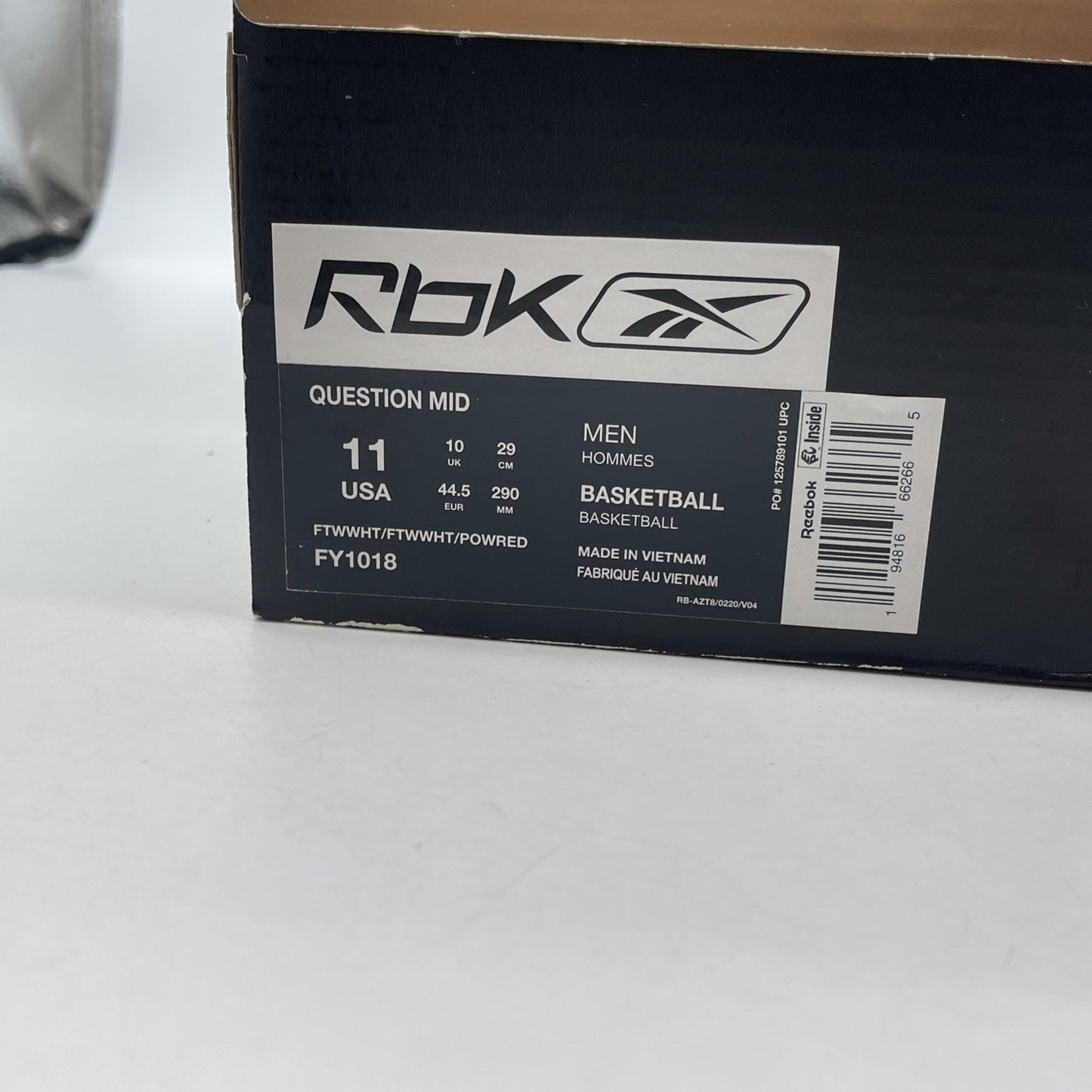 Size 11 - Reebok Question OG 2020 Mid Red Toe White Suede Leather (FY1018)
