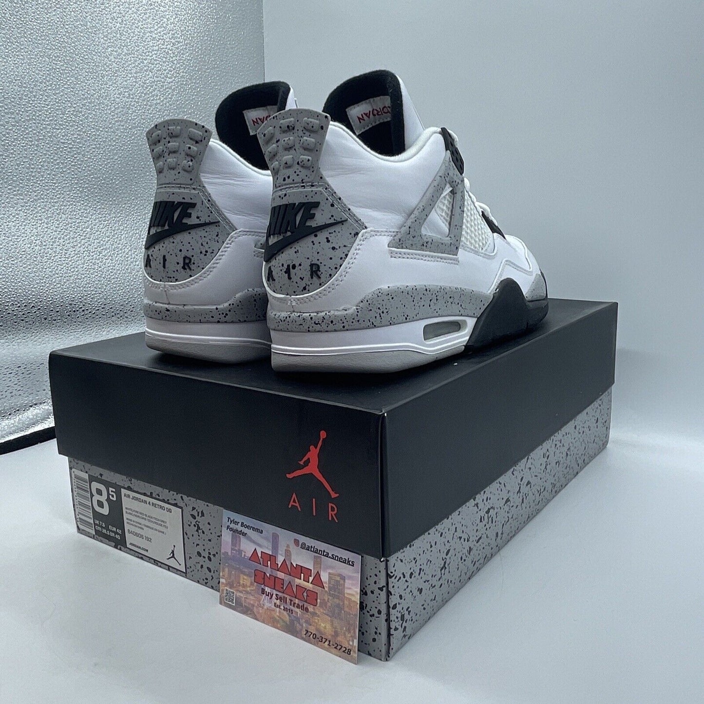 Size 8.5 - Jordan 4 Retro OG Mid White Cement White Grey Leather (840606-192)