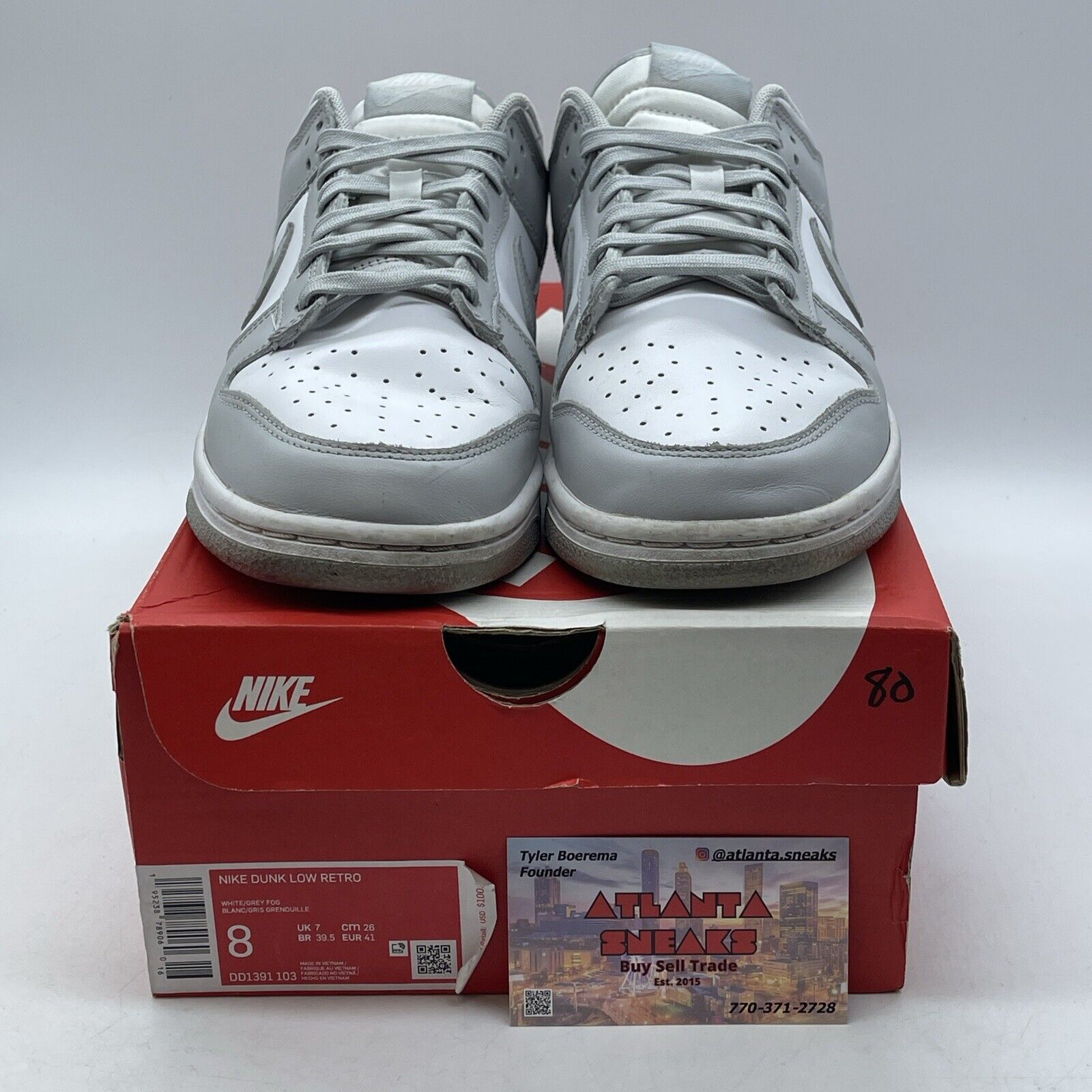 Size 8 - Nike Dunk Low Grey Fog White Leather (DD1391-103)