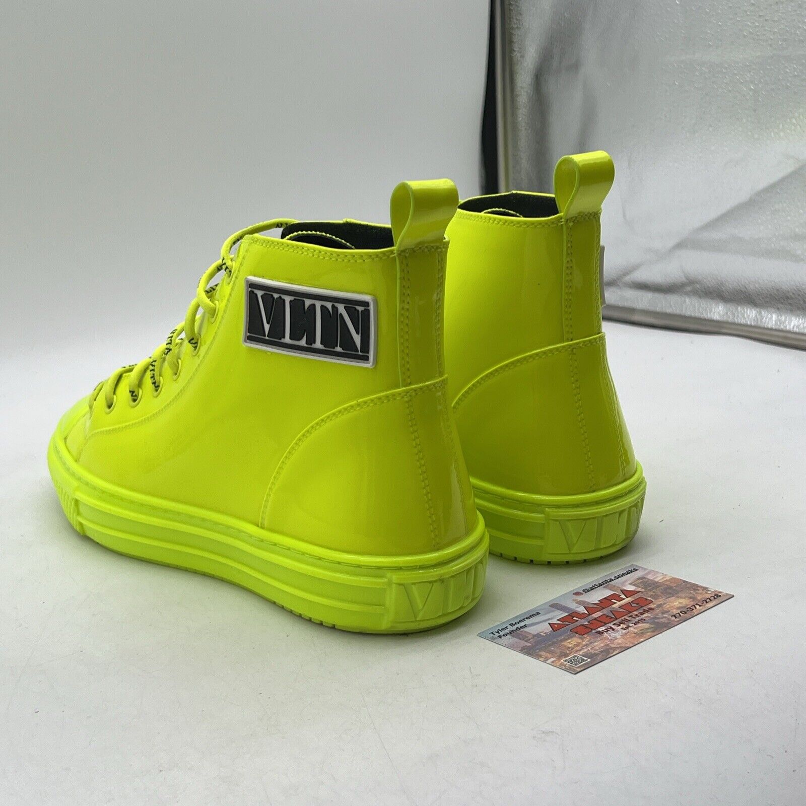 Size 9 - Valentino GaravaniMen's Wrist Length Leather Sneaker with Green Logo