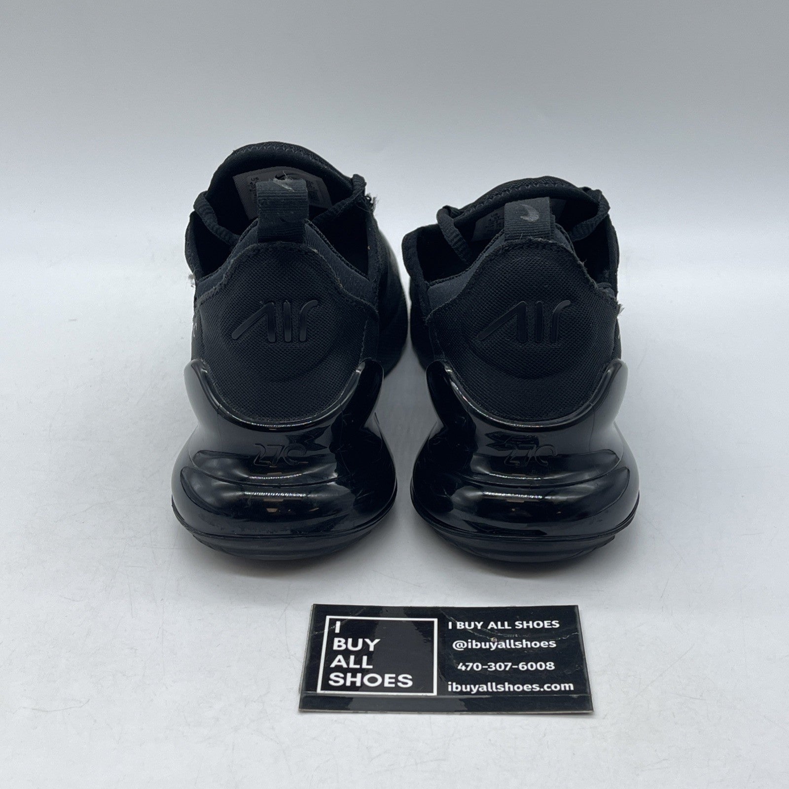 Size 4.5Y - (GS) Nike Air Max 270 Low Triple Black Suede Leather (BQ5776-001)