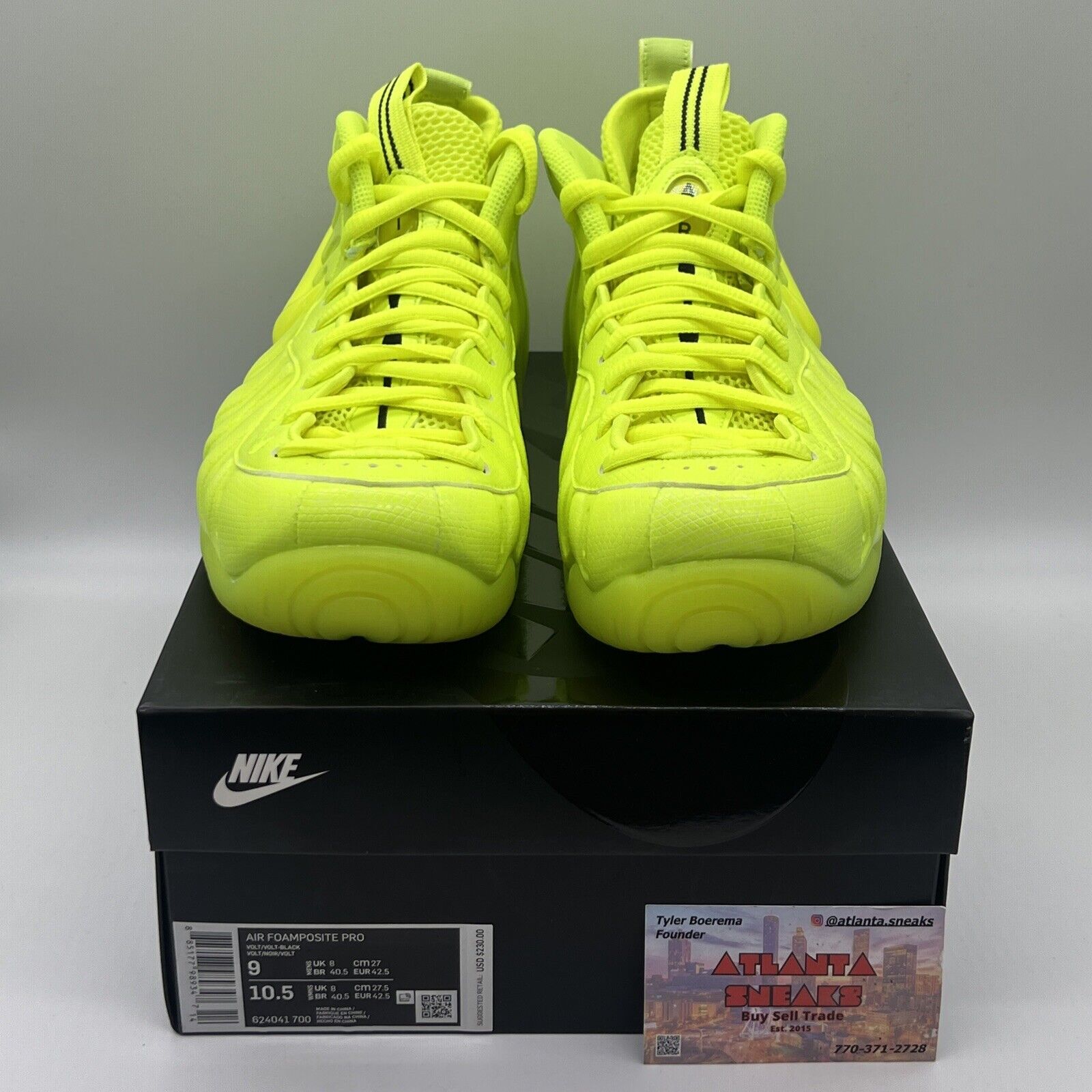 Size 9 - Nike Air Foamposite Pro Volt 2014 Brand New Og All Volt DS Highlighter