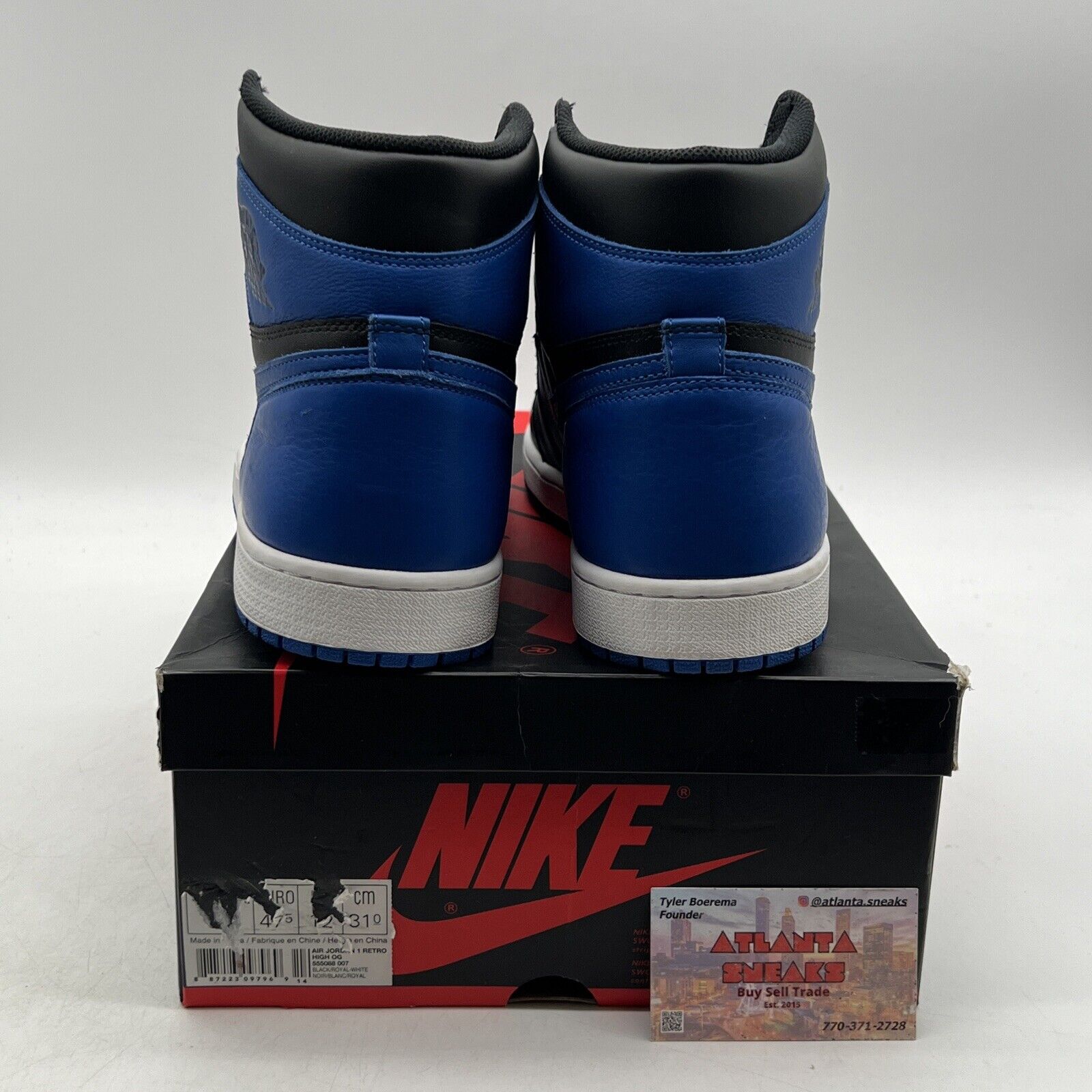 Size 14 - Jordan 1 Retro OG High Royal Black White Leather Blue (555088-007)