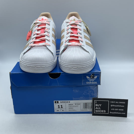 Size 11W - adidas Superstar Self Love White Pink Leather (GW0570)