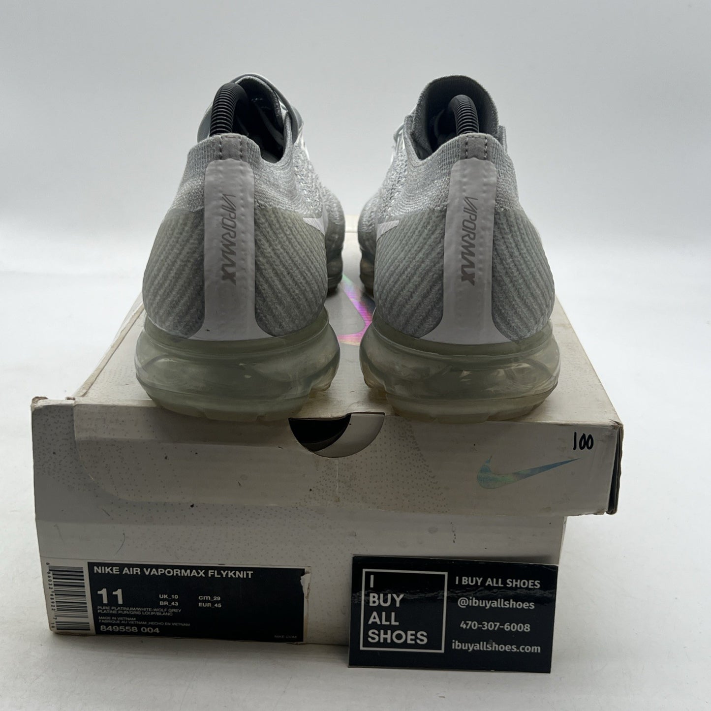 Size 11 - Nike Air VaporMax Pure Platinum (849558-004)