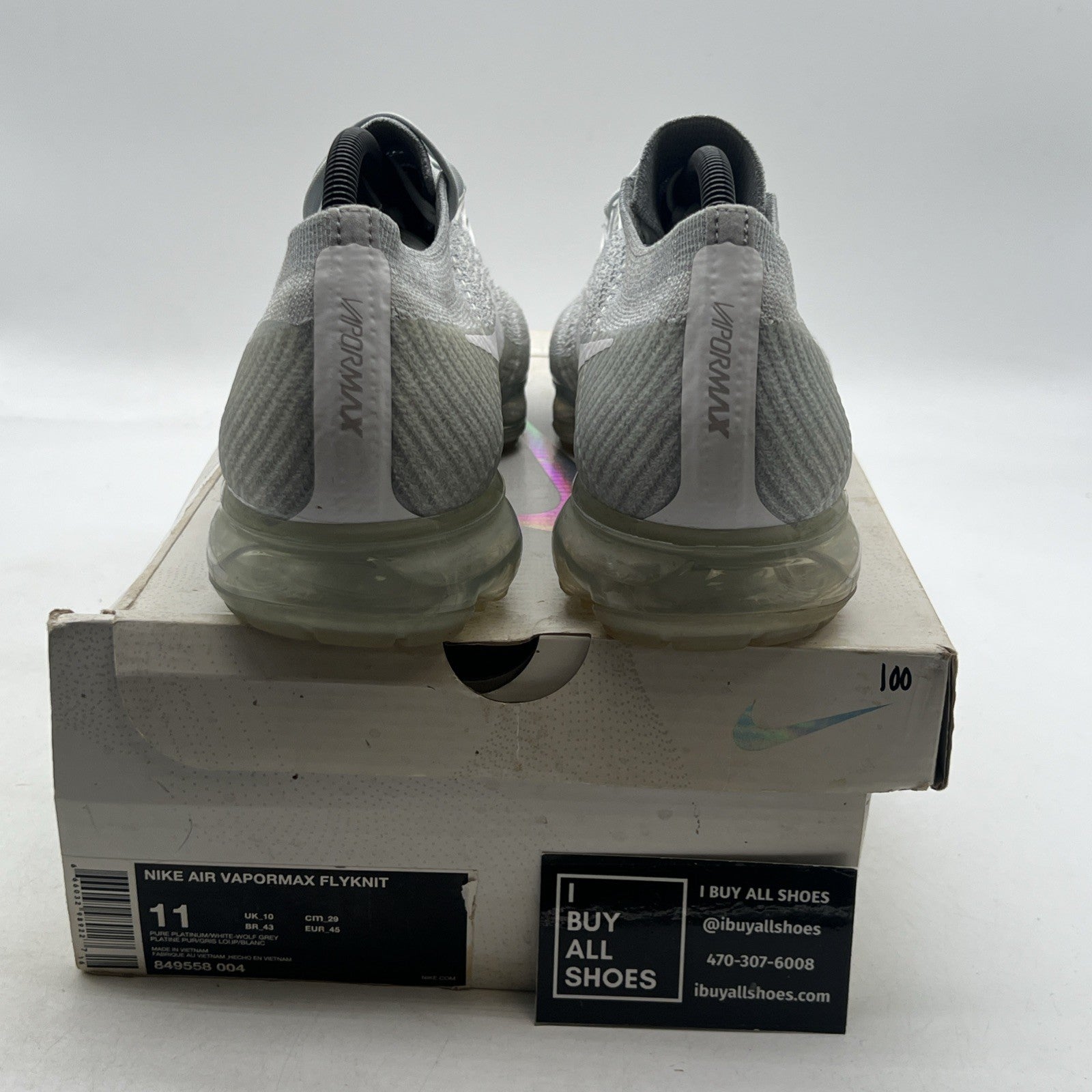 Size 11 - Nike Air VaporMax Pure Platinum (849558-004)