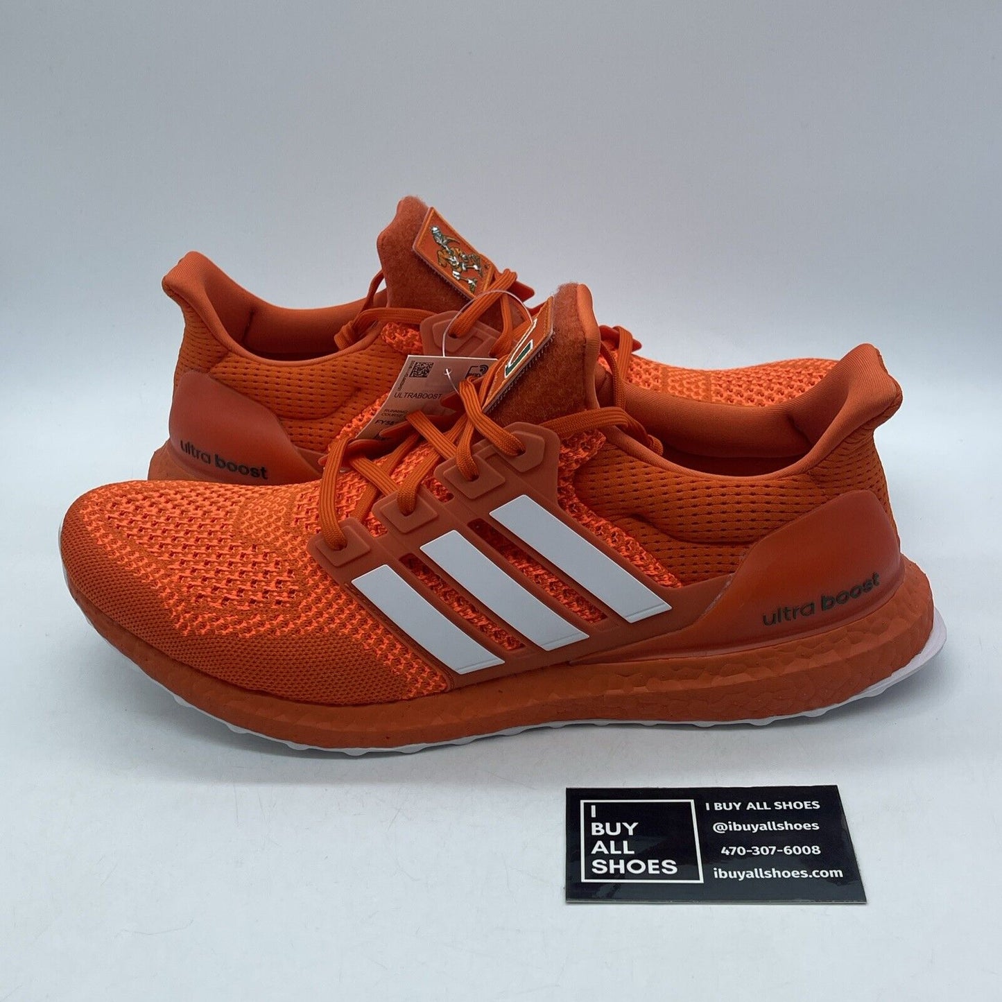 Size 12 - adidas UltraBoost 1.0 NCAA Pack - Miami White Orange Suede (FY5812)