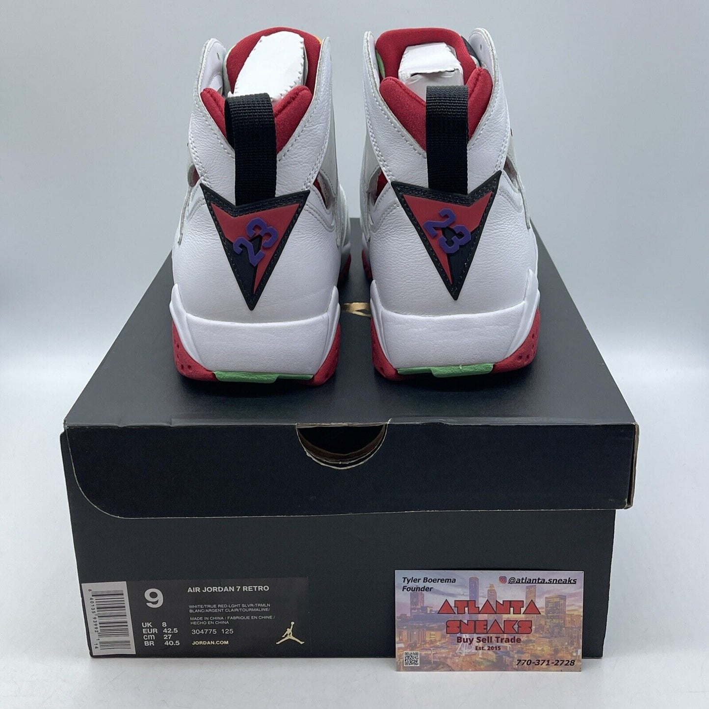 Size 9 - Air Jordan 7 Retro 2015 Hare White Red Green Suede (304775-125)