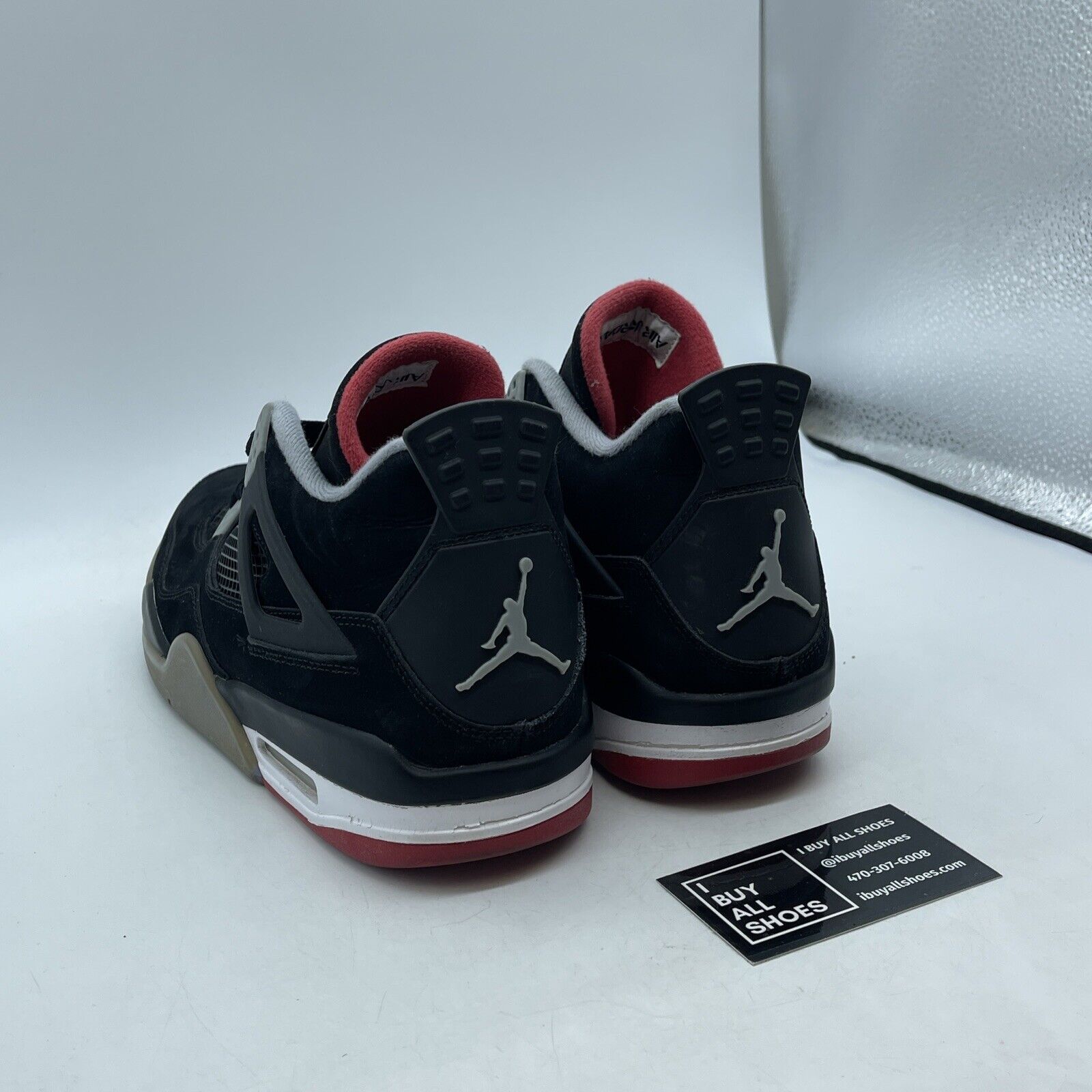 Size 10 - Jordan 4 Retro bred release 2012 Black White Grey Suede (308497-089)